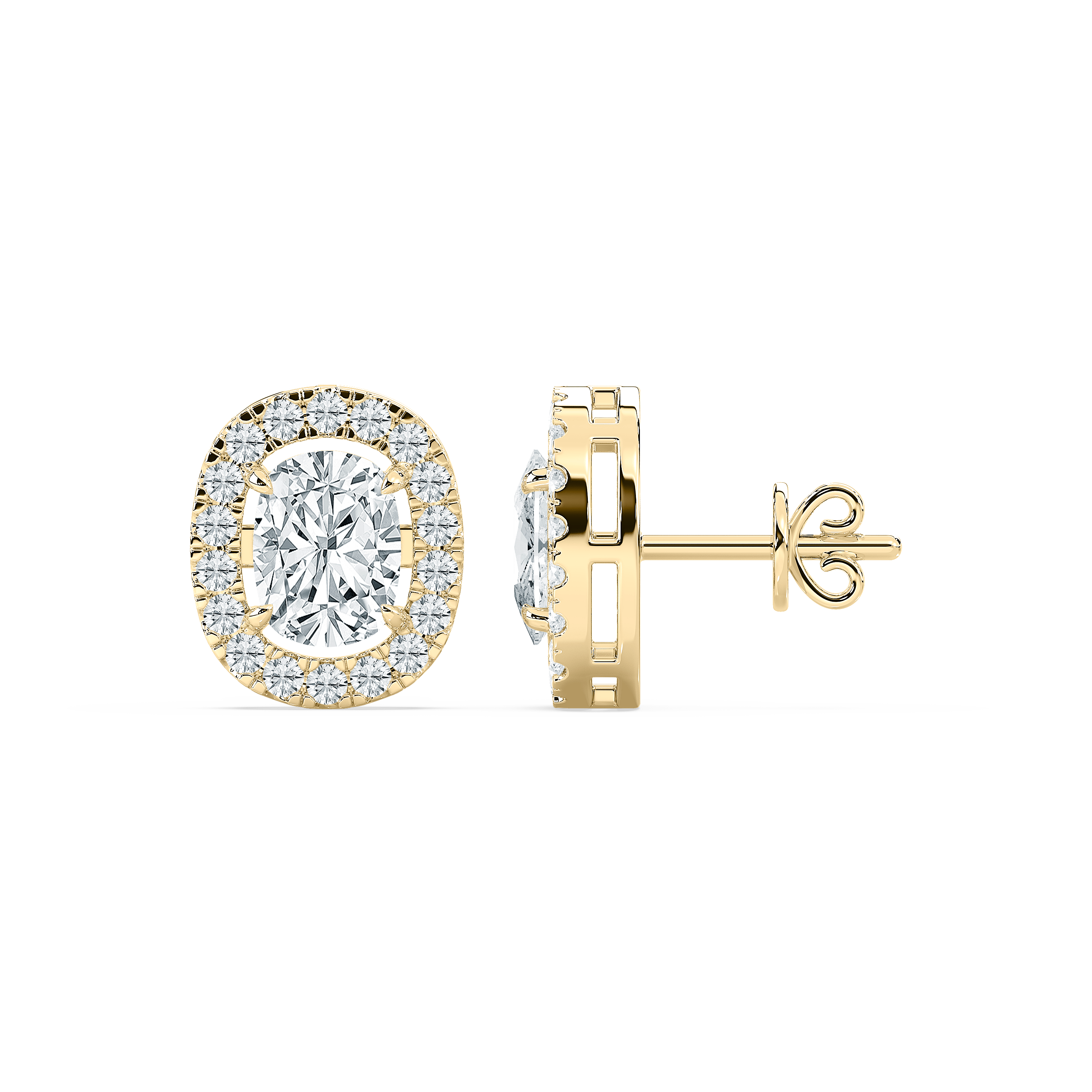2.50 Carat cushion Diamond Akira Halo Stud Earring