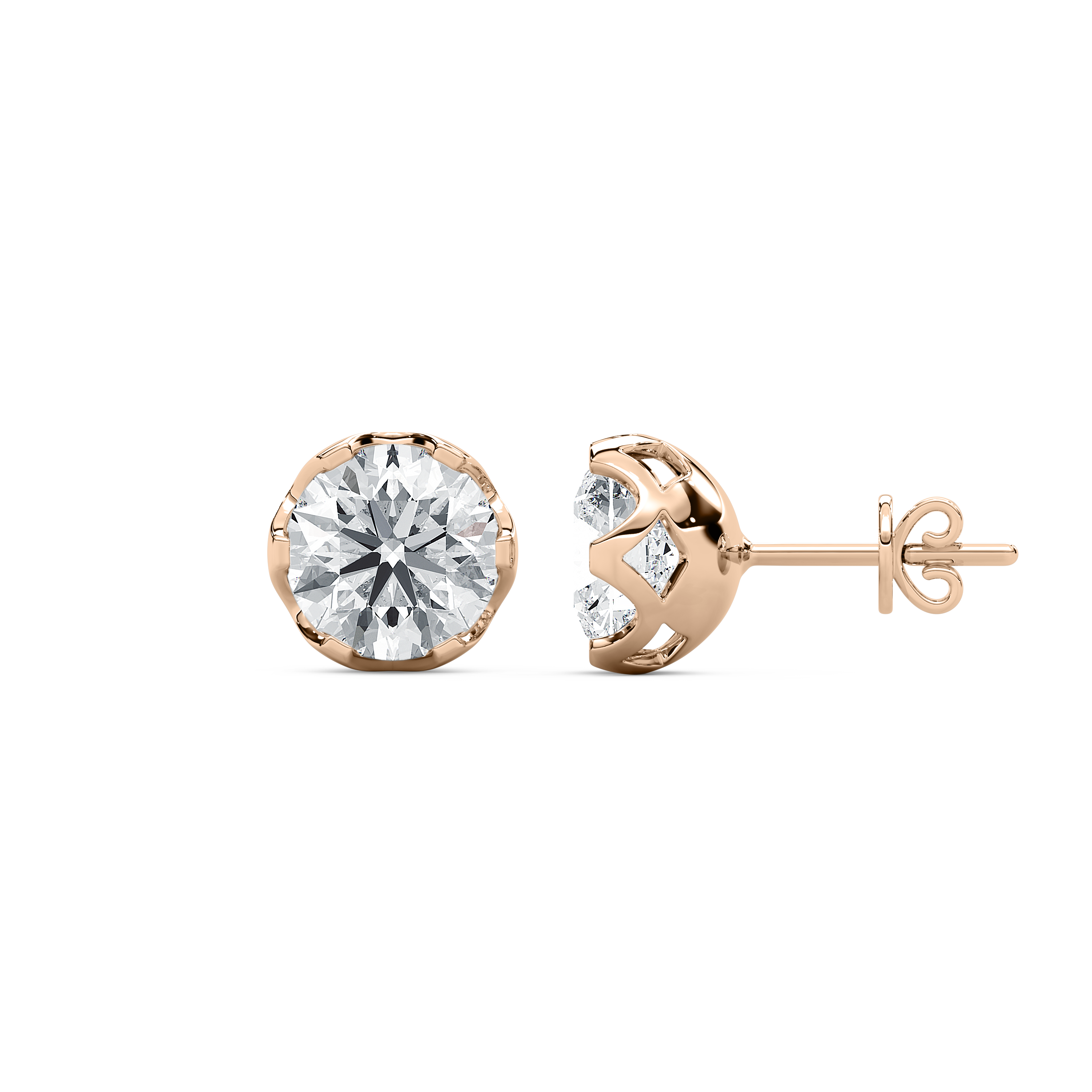 3 Carat Round Diamond Six Prong Stud Earring