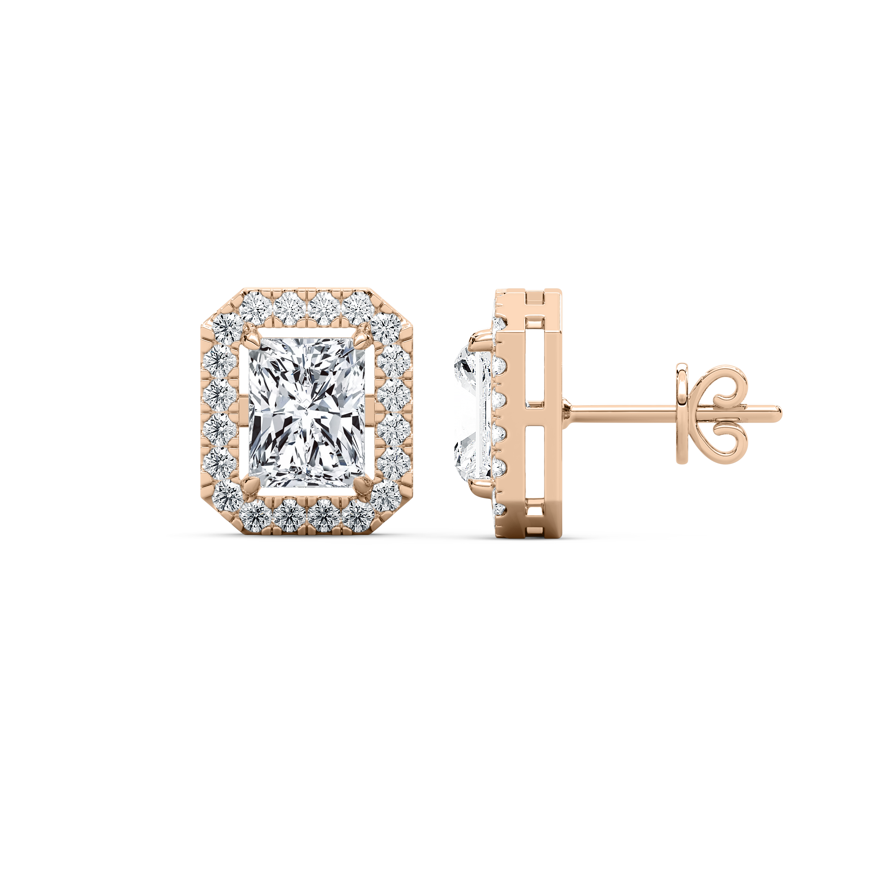 2.50 Carat Radiant Diamond Aitana Halo Stud Earring