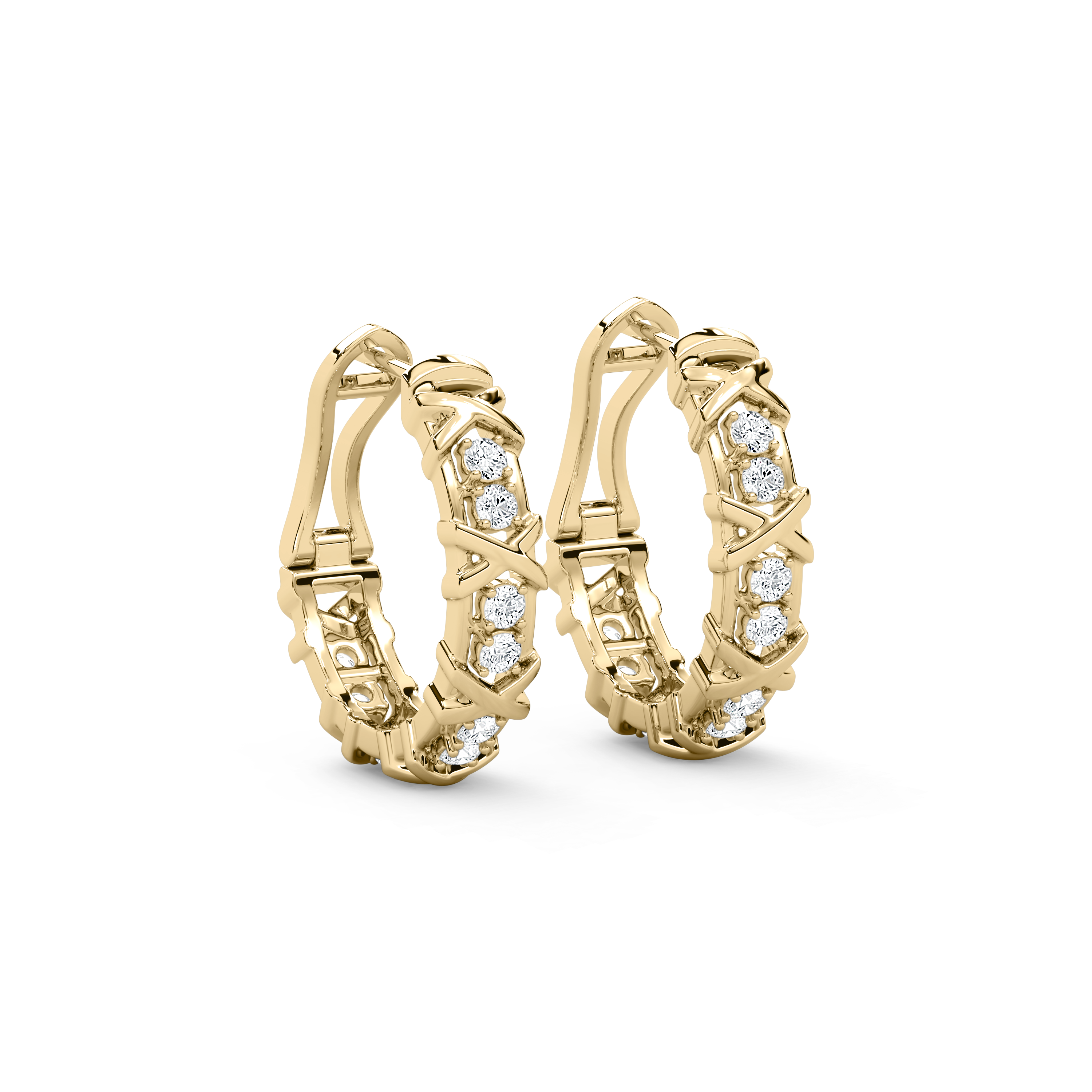 Round Diamond Criss Cross Hoop Earring