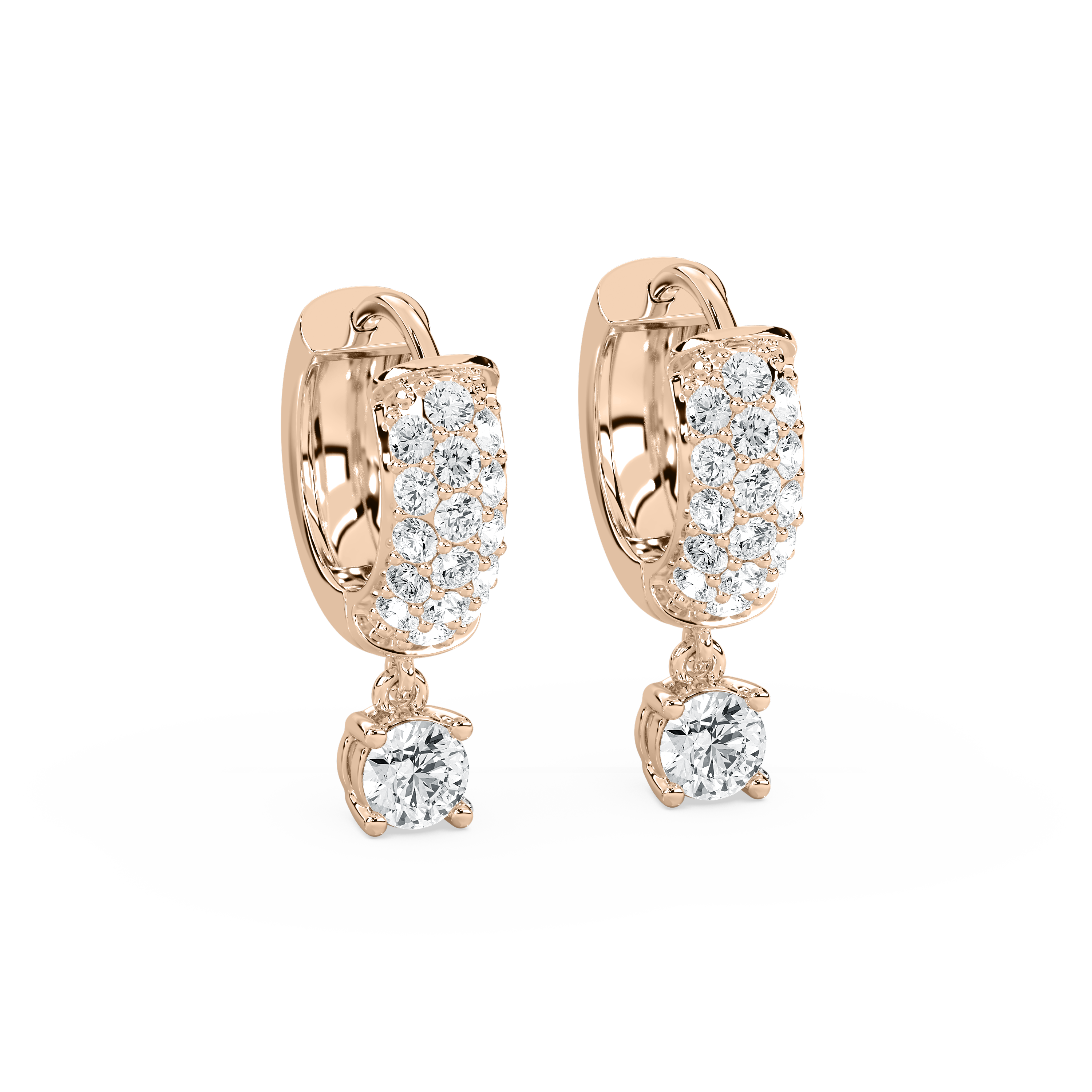 Round Diamond Blomy Huggie Hoop Earring (Without Chain)
