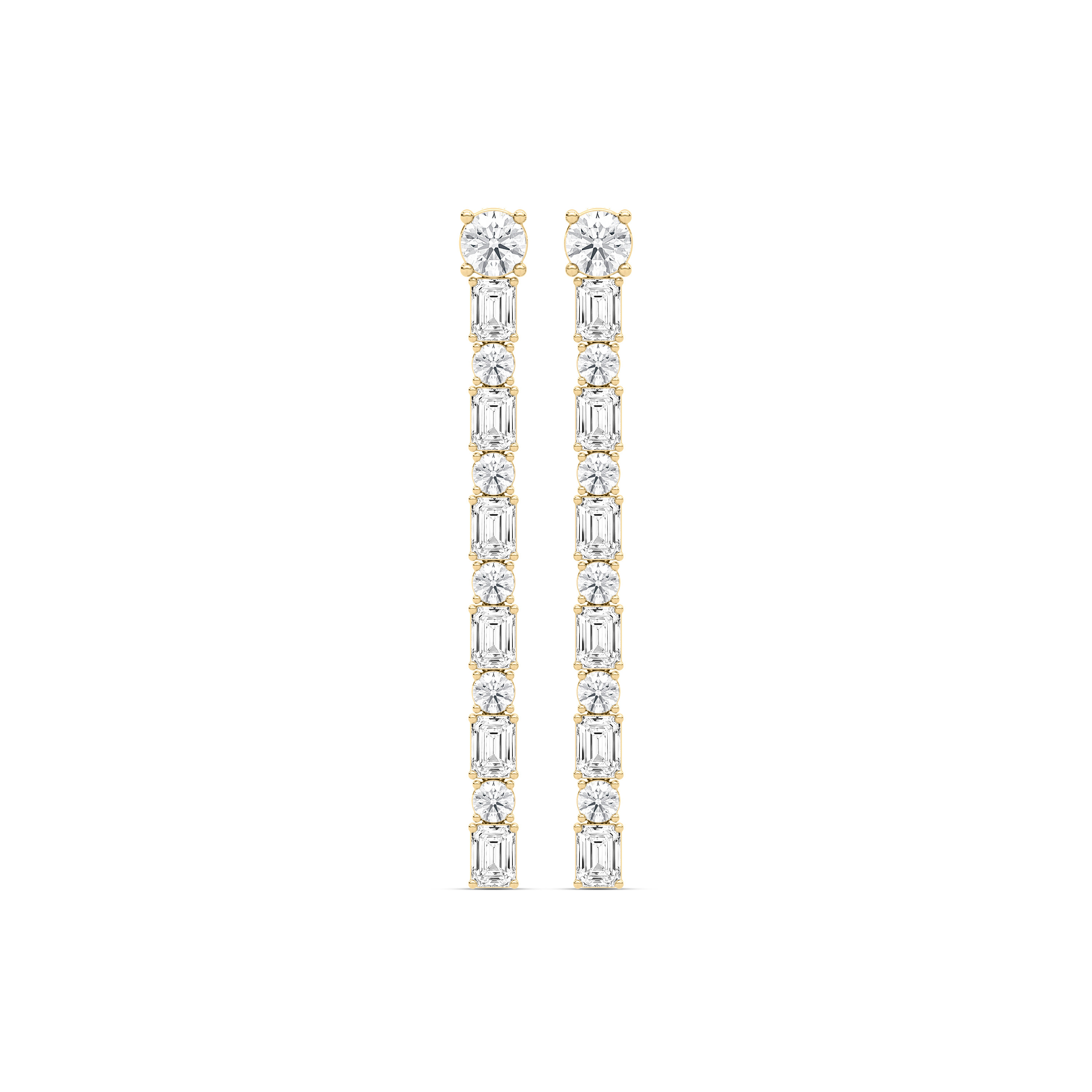 Emerald And Round Diamonds Ear Climber Dangler Earring