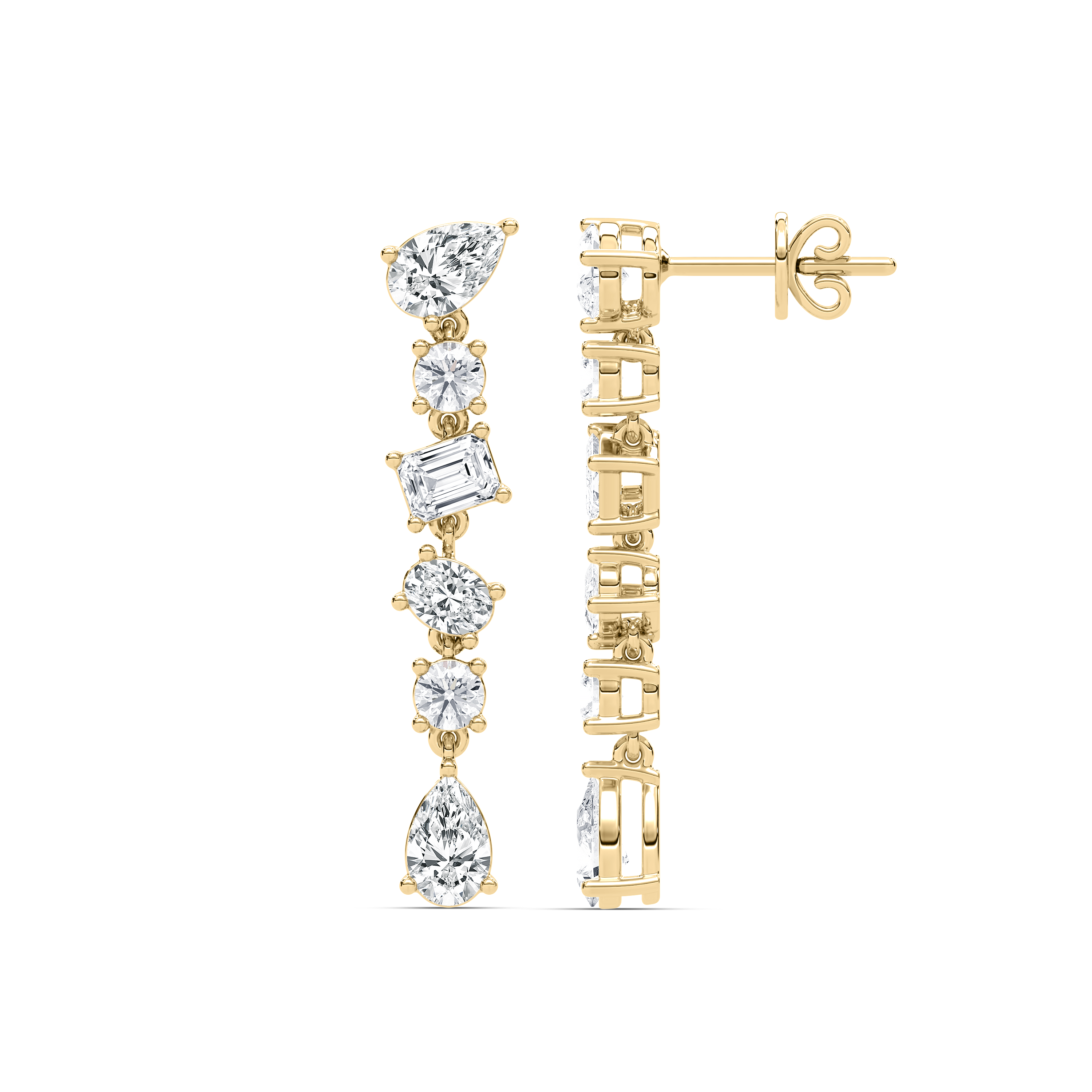 2 Carat Multi Shapes Diamonds Waterfall Dangler Earring