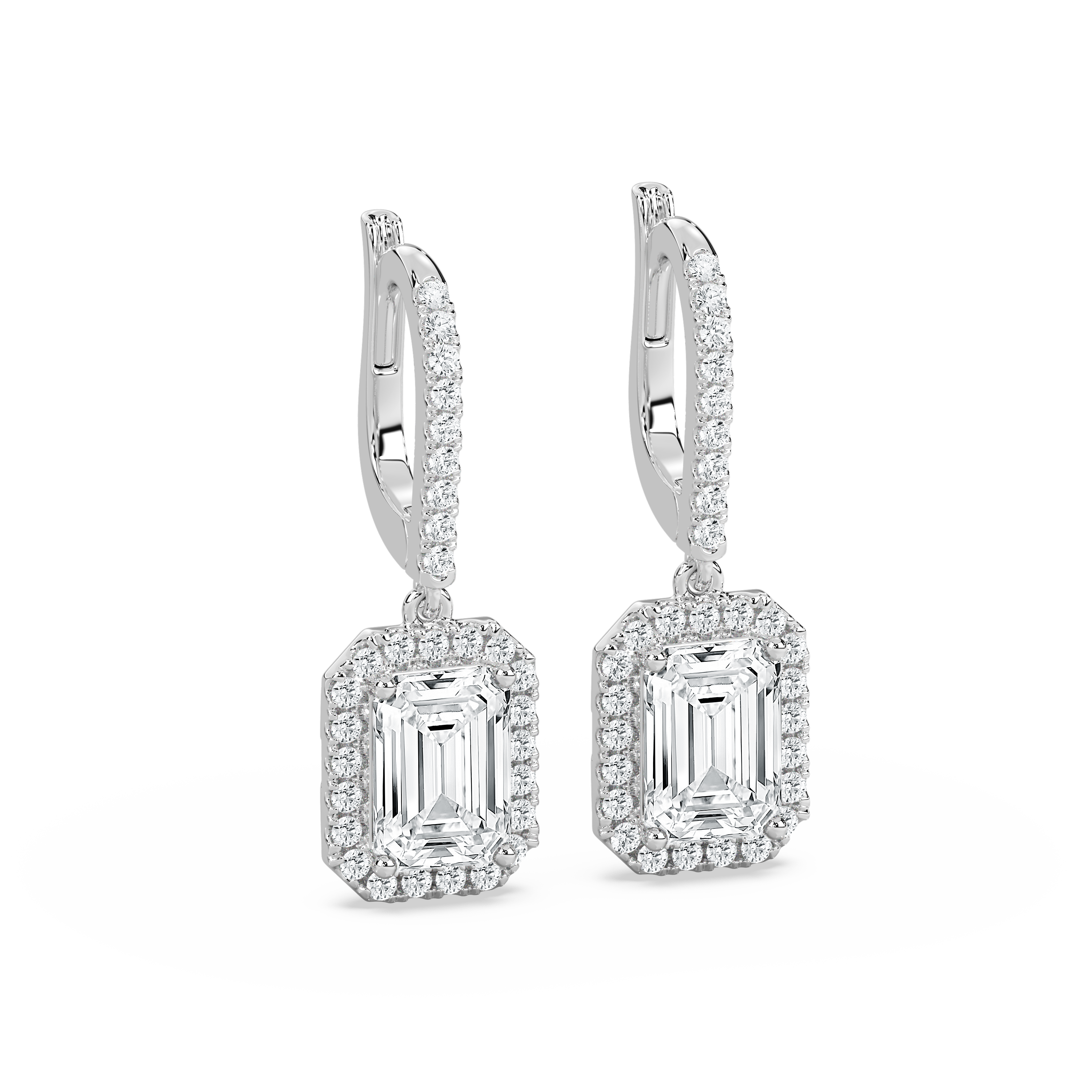 3 Carat Emerald Diamond Wana Halo Hoop Earring
