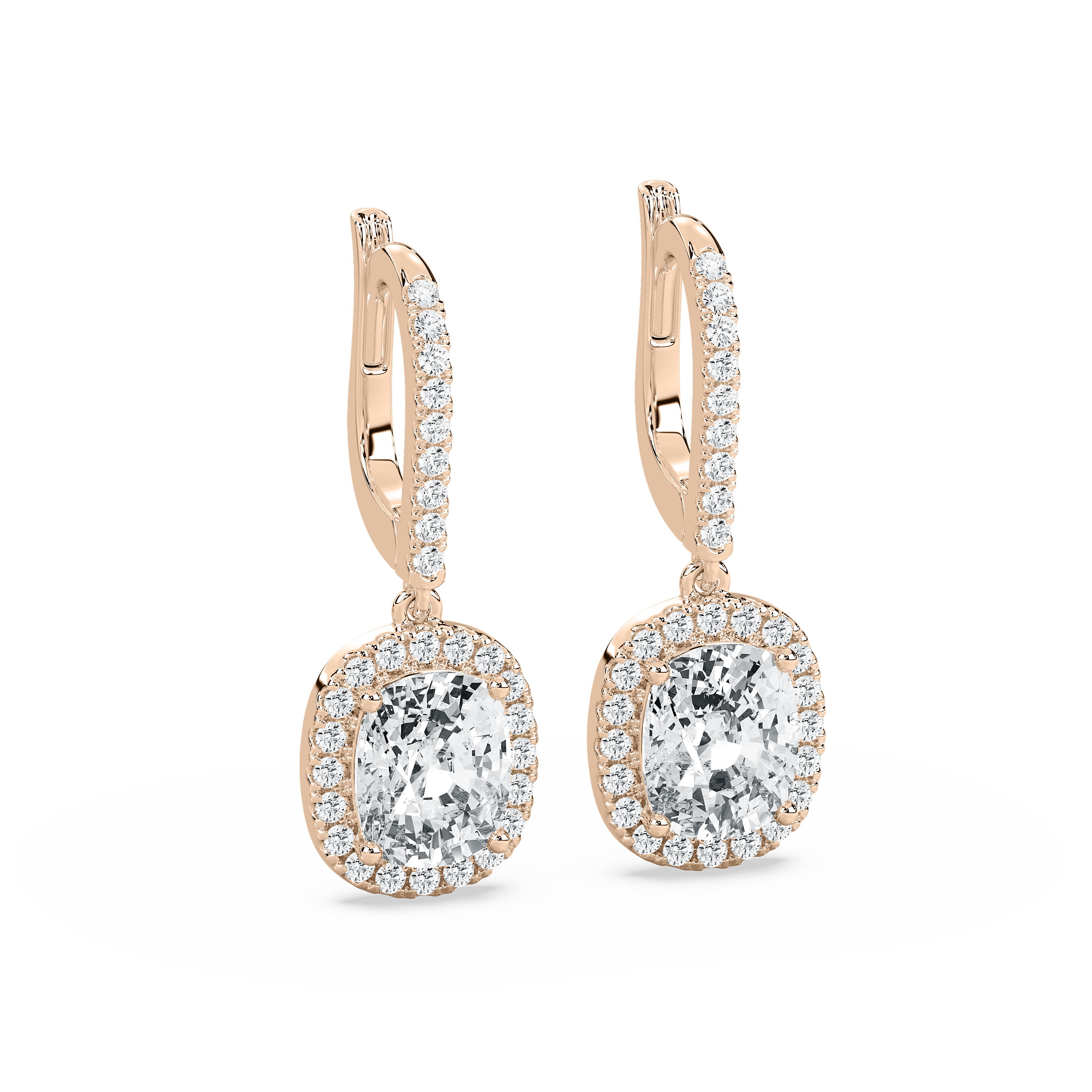 3 Carat Cushion Diamond Cleon Halo Hoop Earring