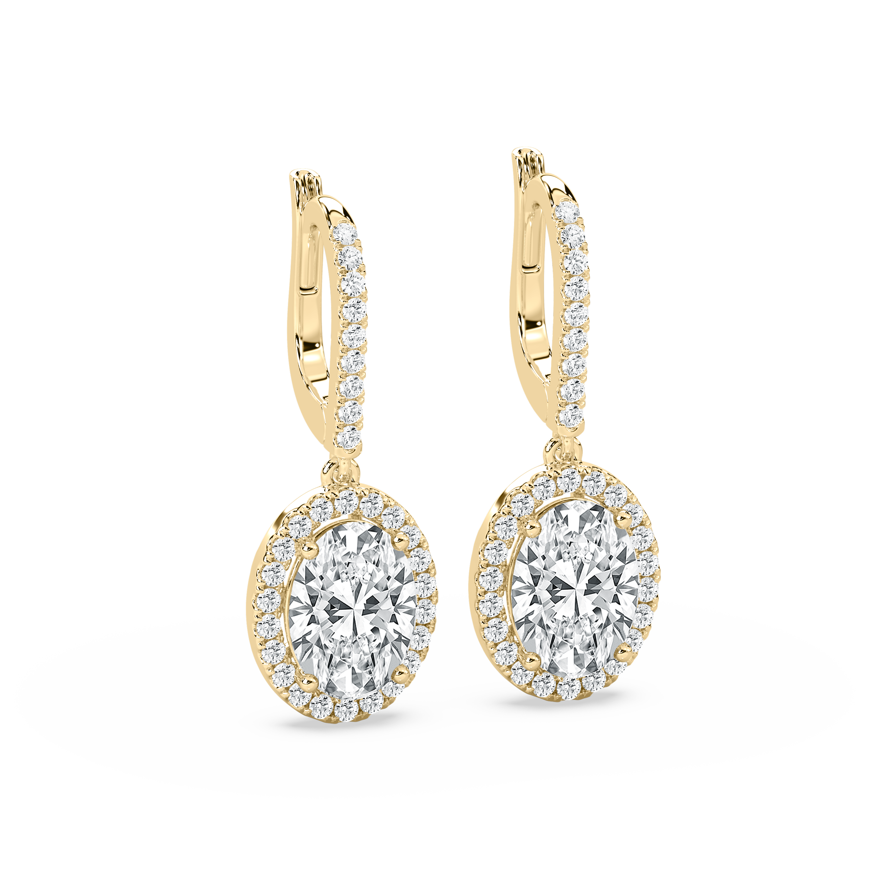 3 Carat Oval Diamond Zanna Halo Hoop Earring