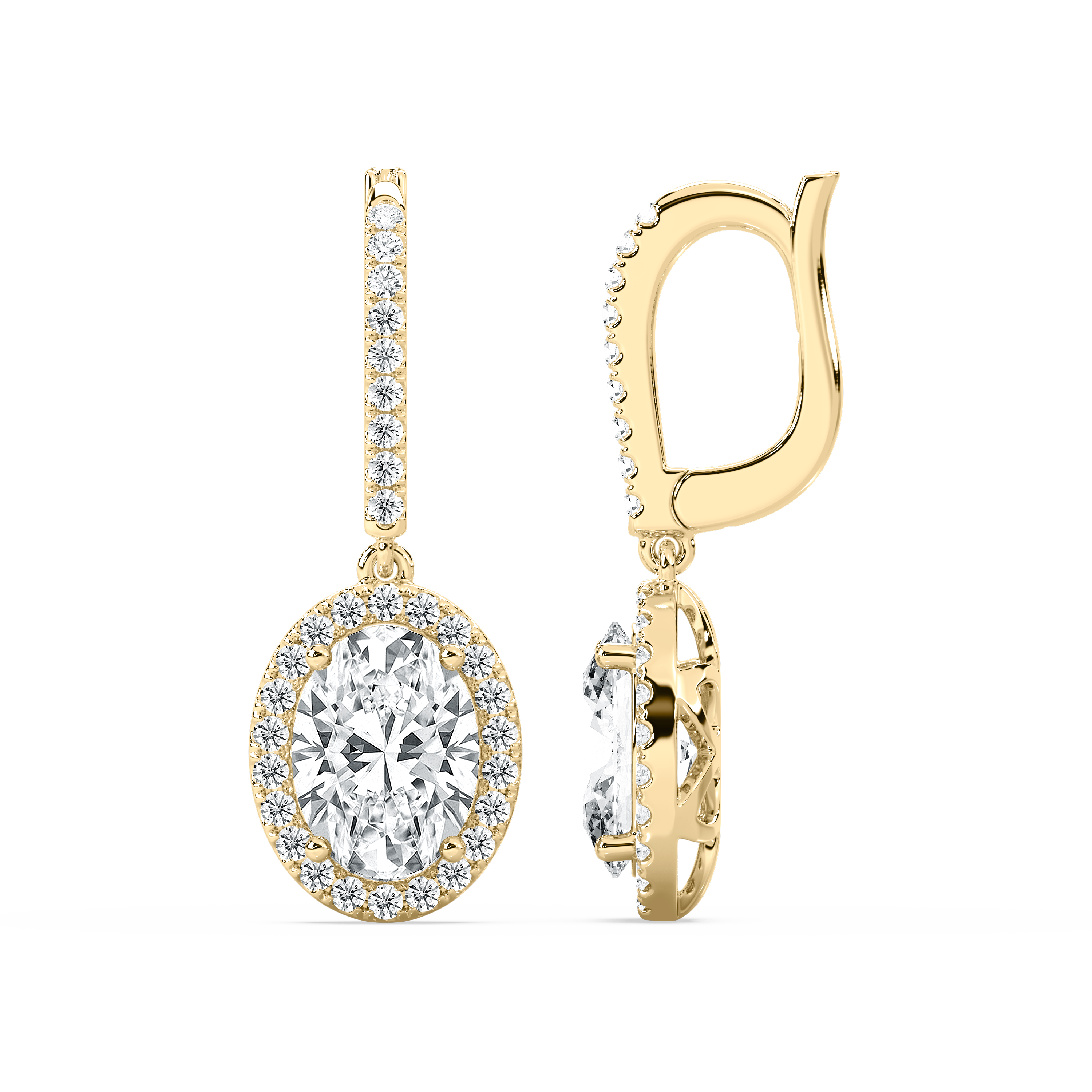 3 Carat Oval Diamond Zanna Halo Hoop Earring