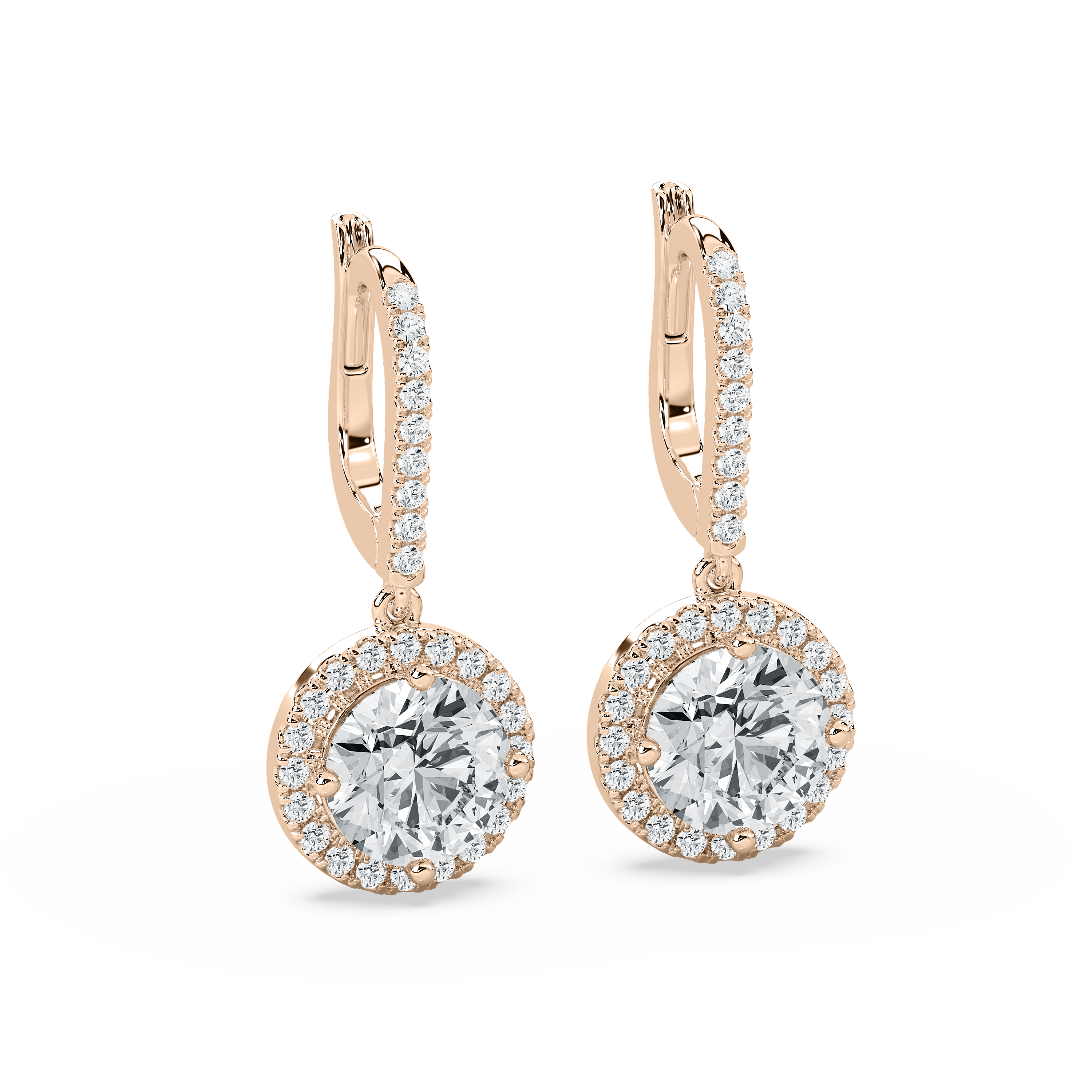 3 Carat Round Diamond Wendy Halo Hoop Earring