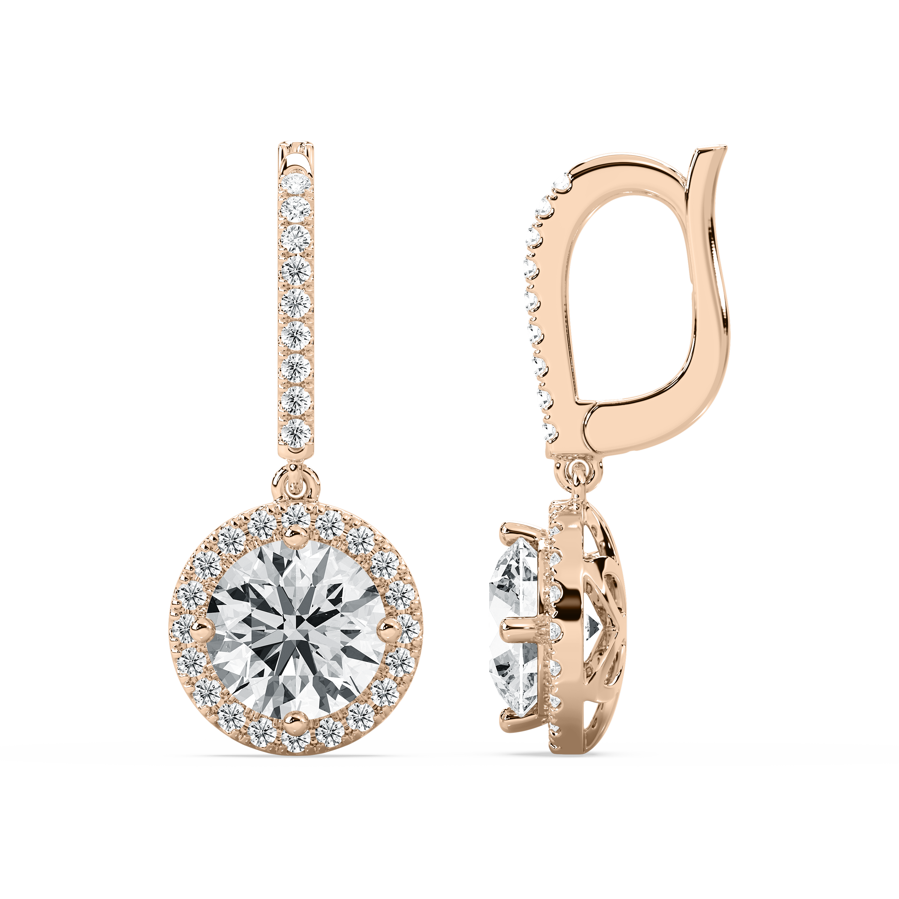 3 Carat Round Diamond Wendy Halo Hoop Earring