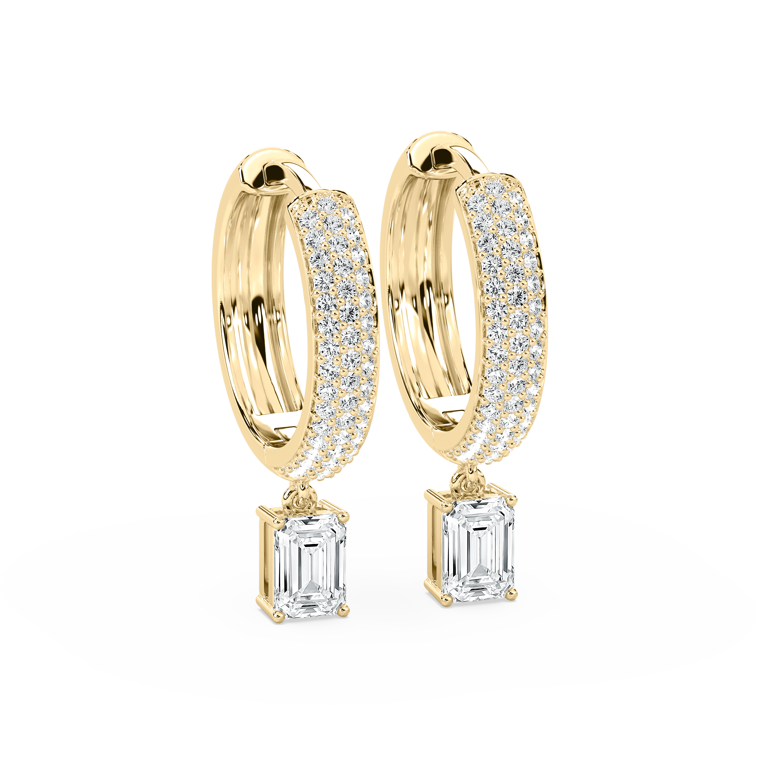 1 Carat Emerald  Diamond Western Look Hoop Earring