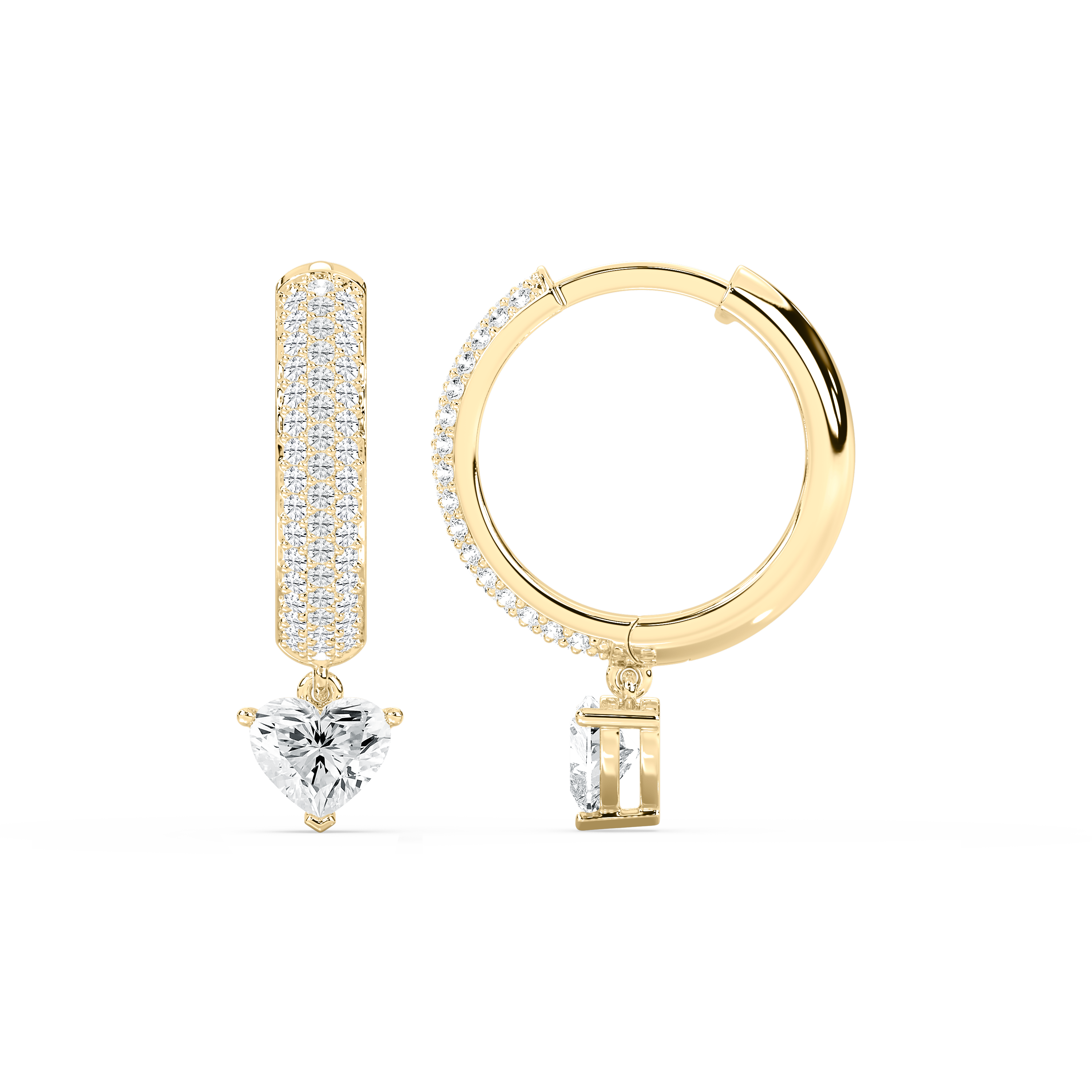 1 Carat Heart Diamond Eva Linear Hoop Earring