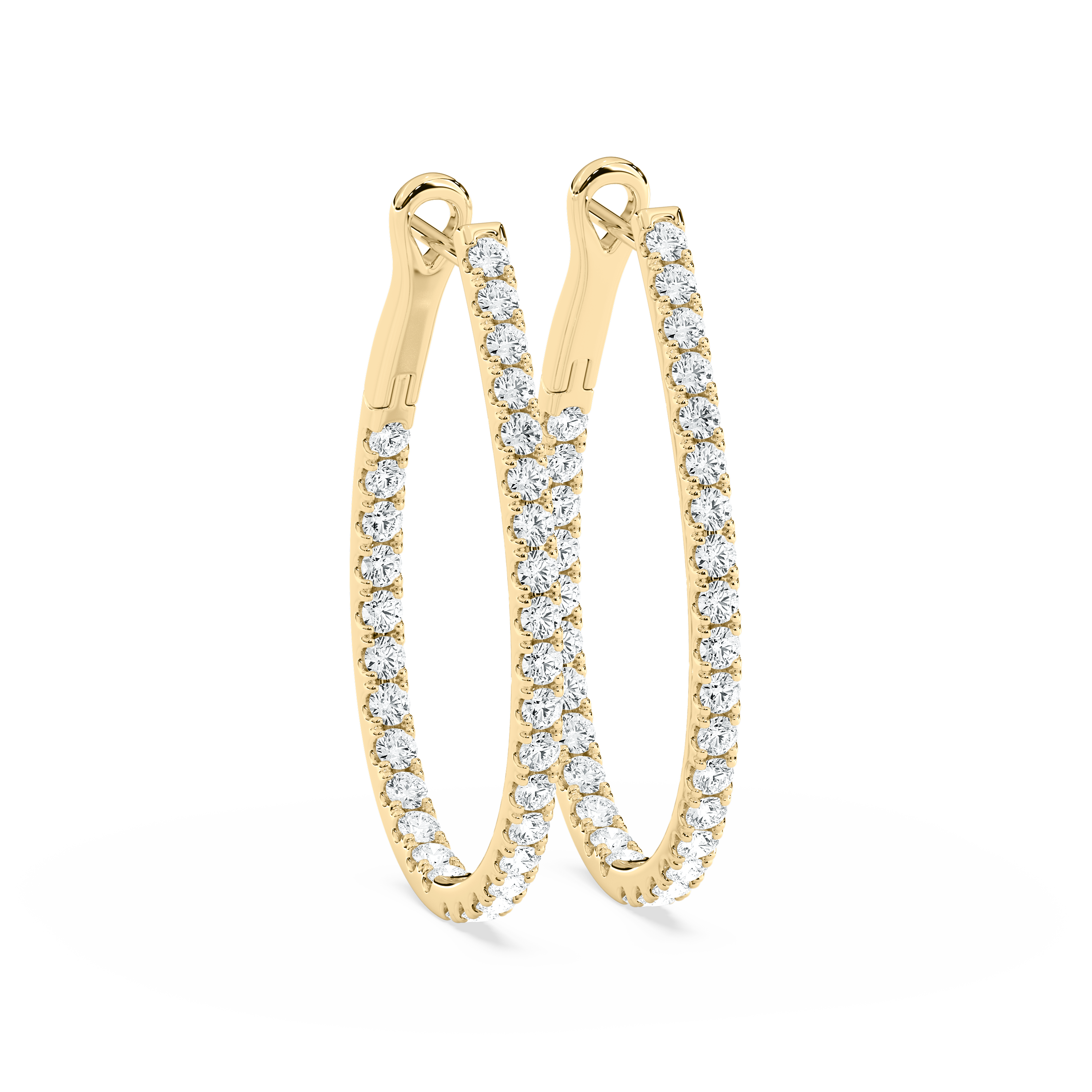 Round Diamonds Lucet Inside Out Hoop Earring
