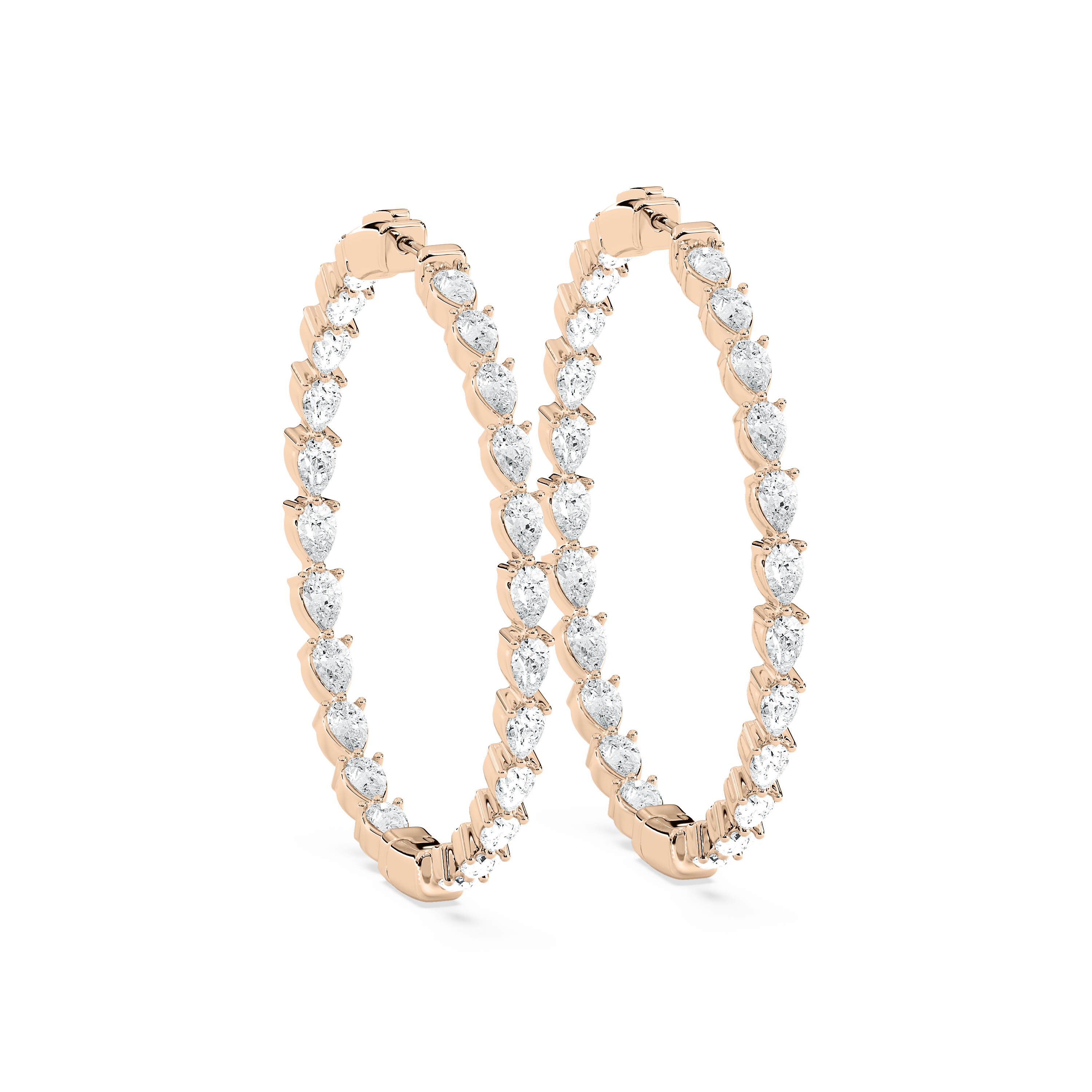 7 Carat Pear Diamond Ellisse Medio Inside Out Hoop Earring