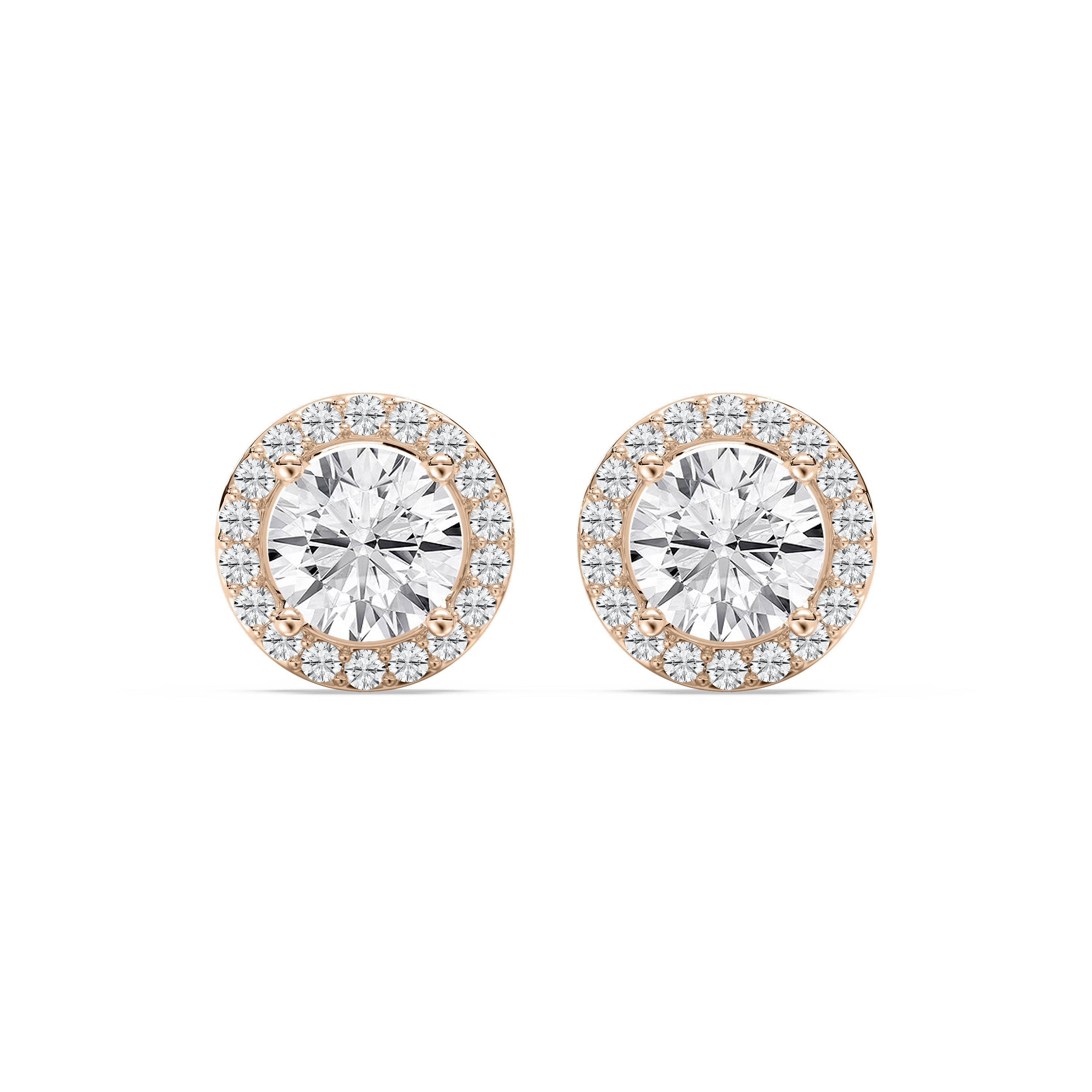 Round Diamond Entwined Halo Stud Earrings