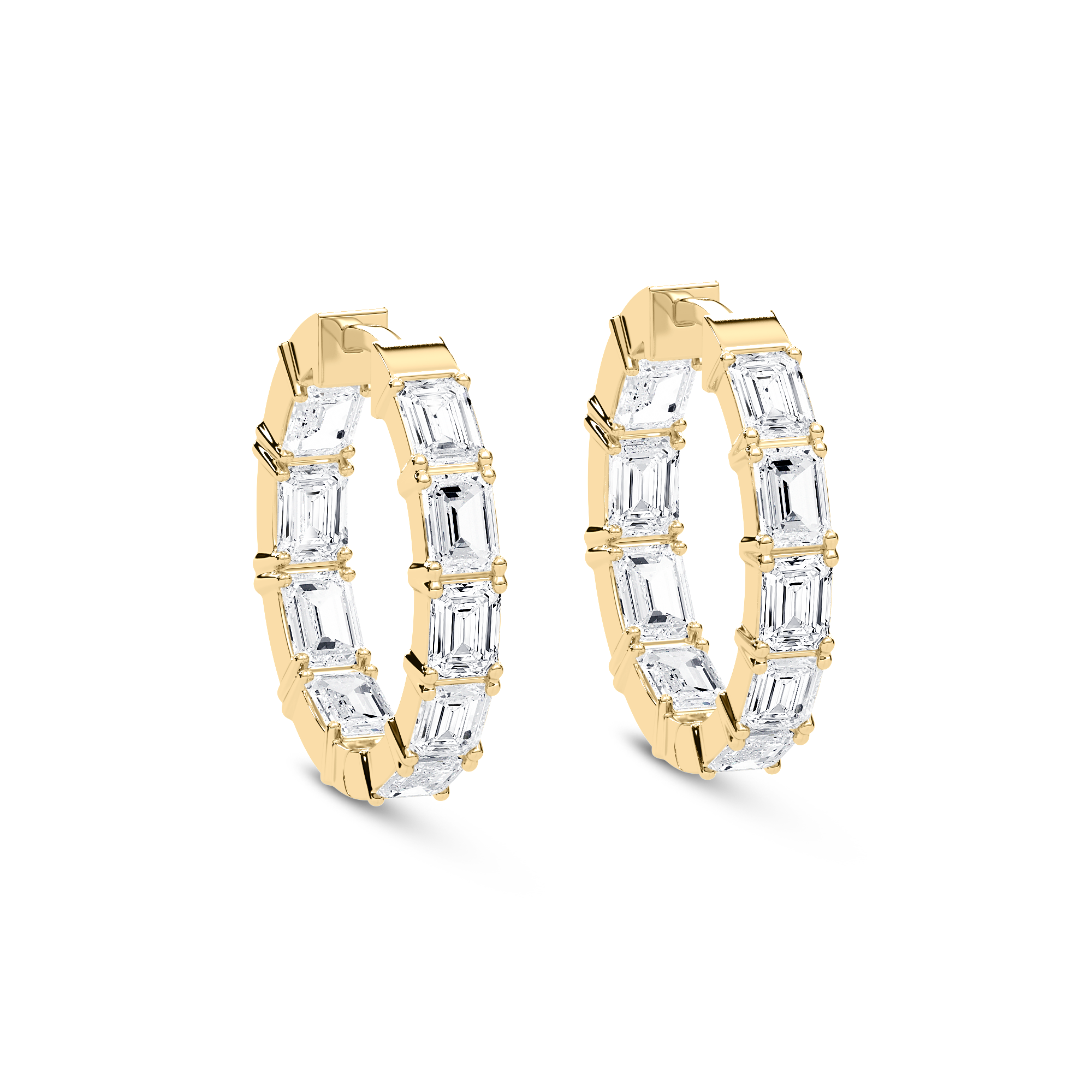 4.50 Carat Emerald Diamond Folium Inside Out Hoop Earring
