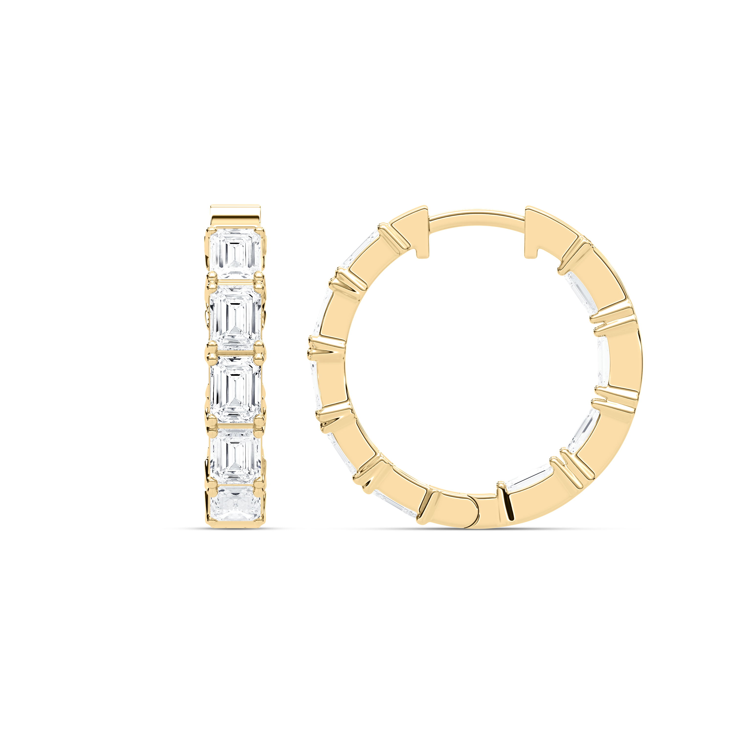 4.50 Carat Emerald Diamond Folium Inside Out Hoop Earring