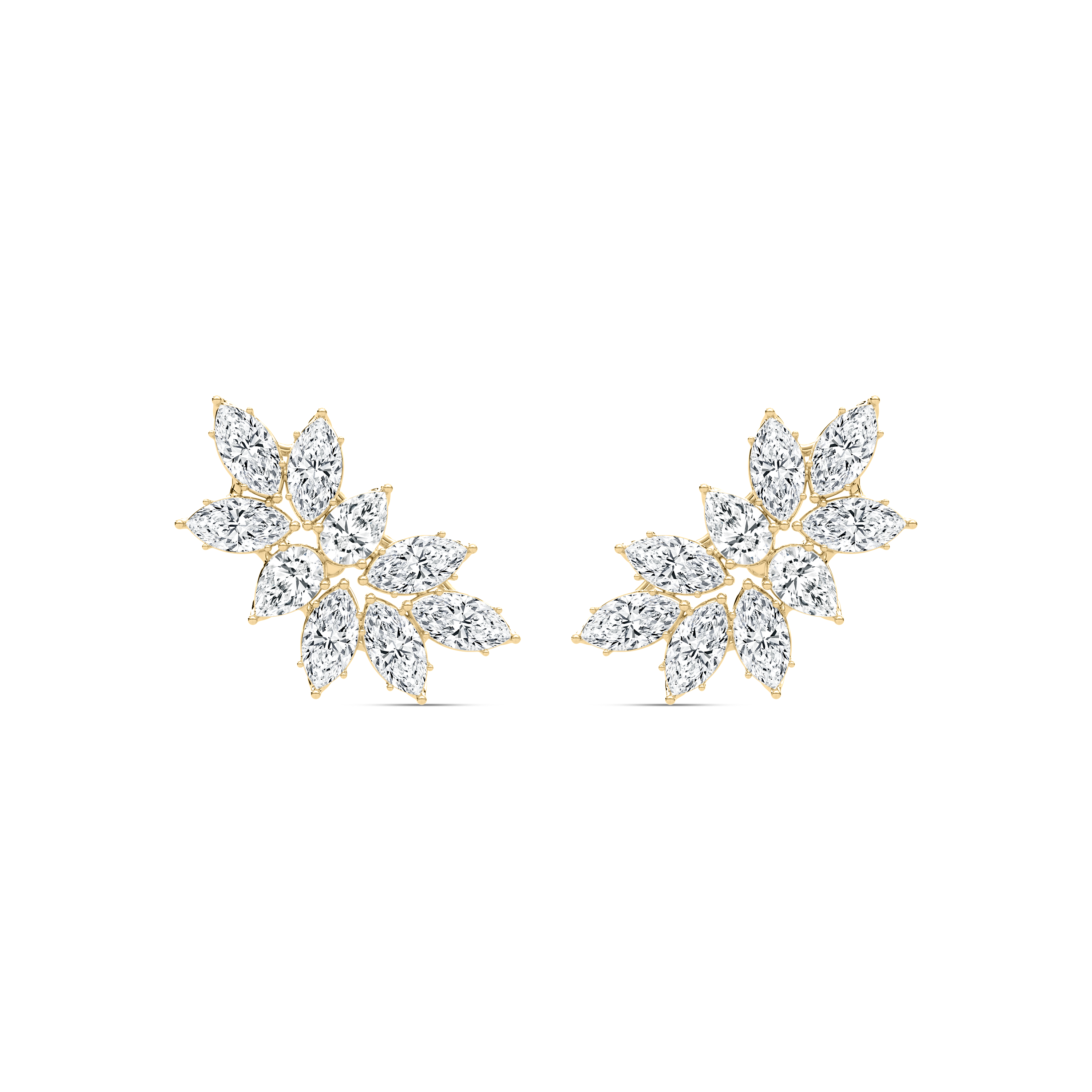 Pear And Marquise Diamond Cartilage Cluster Stud Earring