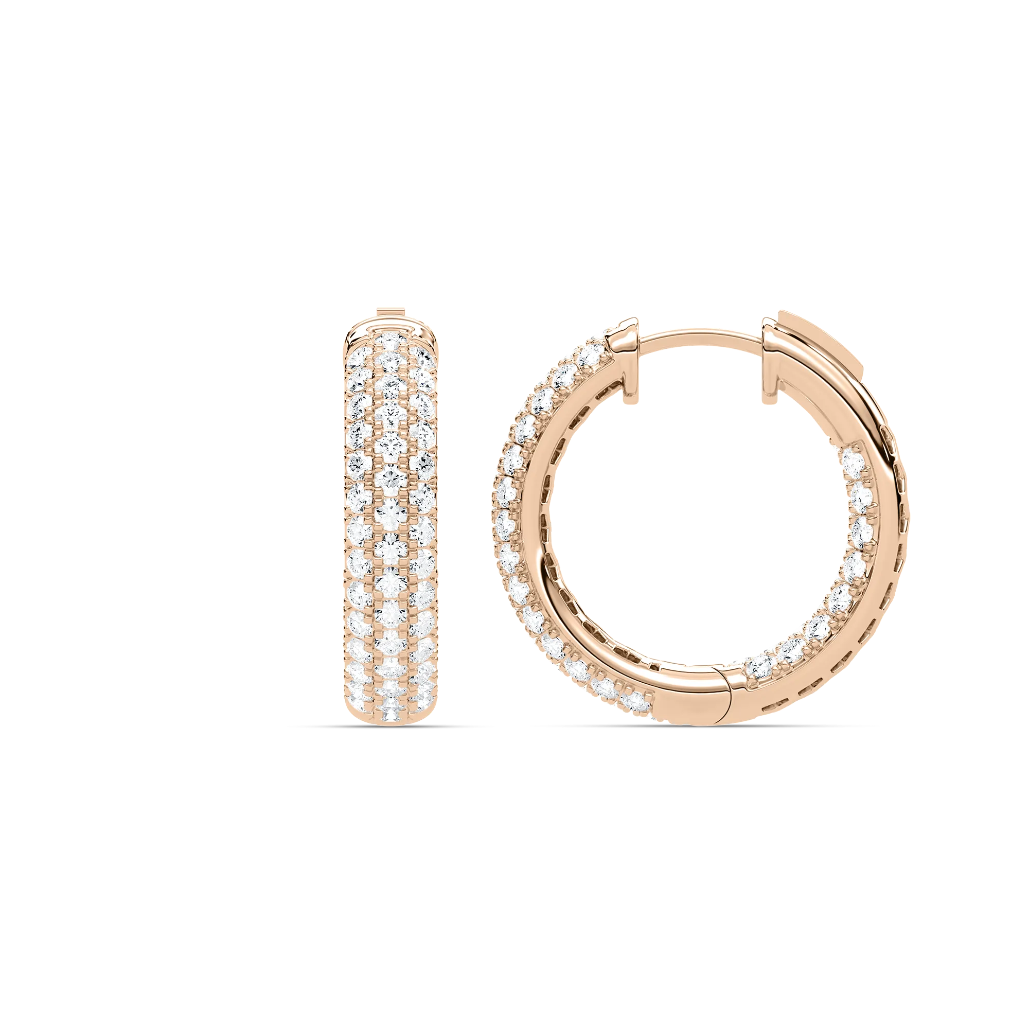 2 Carat Round Diamond Bella Hue Inside Out Hoop Earring