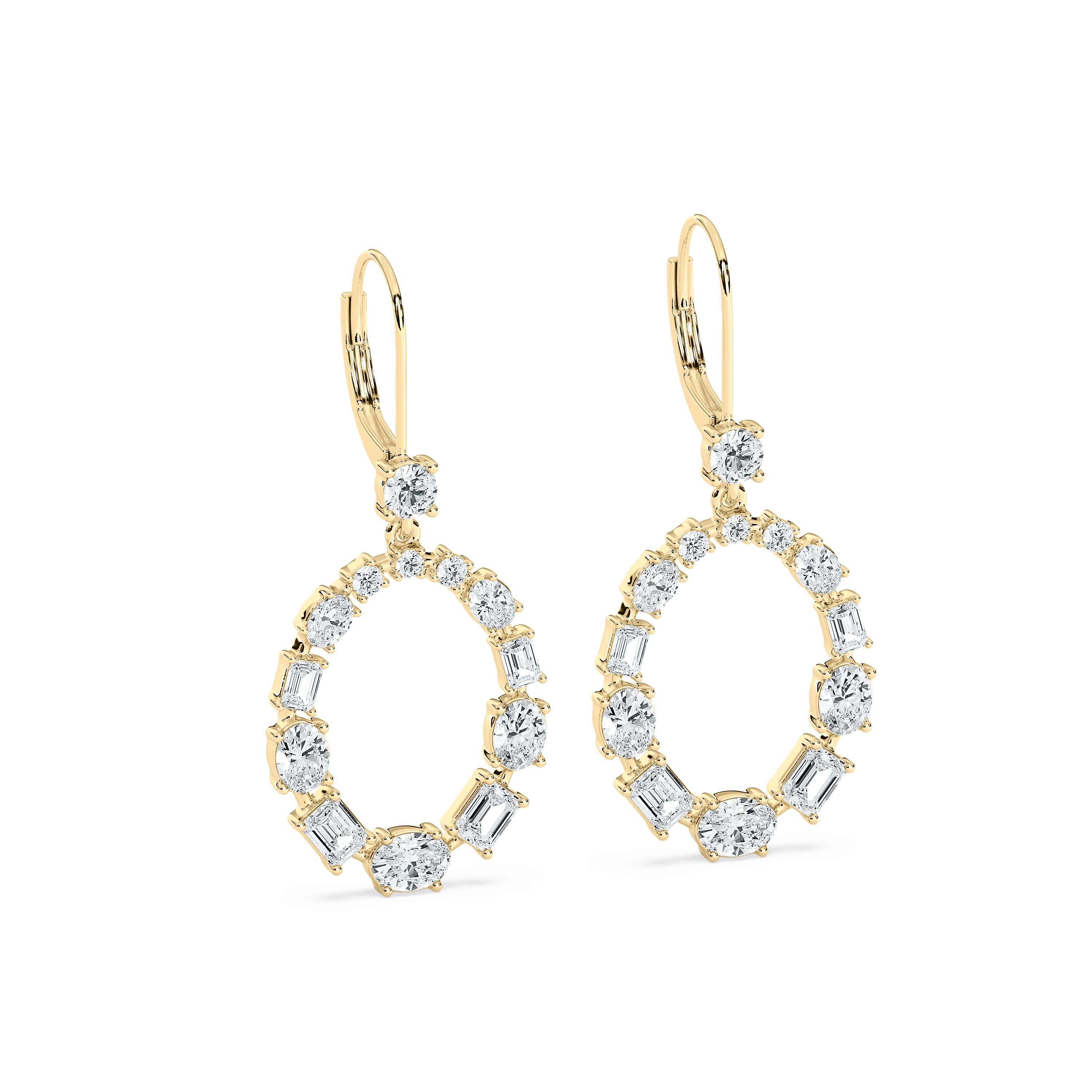 3.50 Carat Multi Shape Diamond Clara Crystal Hoop Earring