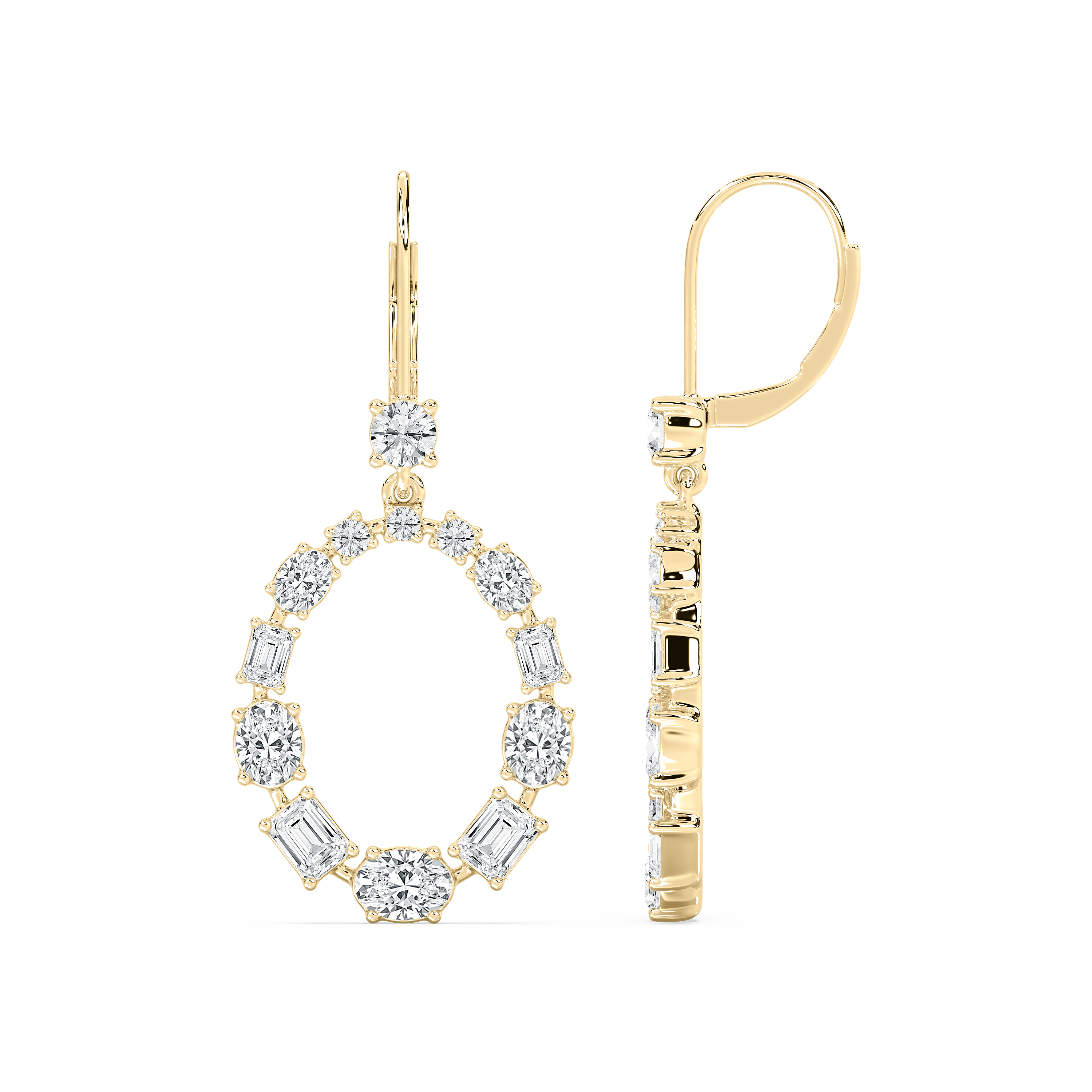 3.50 Carat Multi Shape Diamond Clara Crystal Hoop Earring