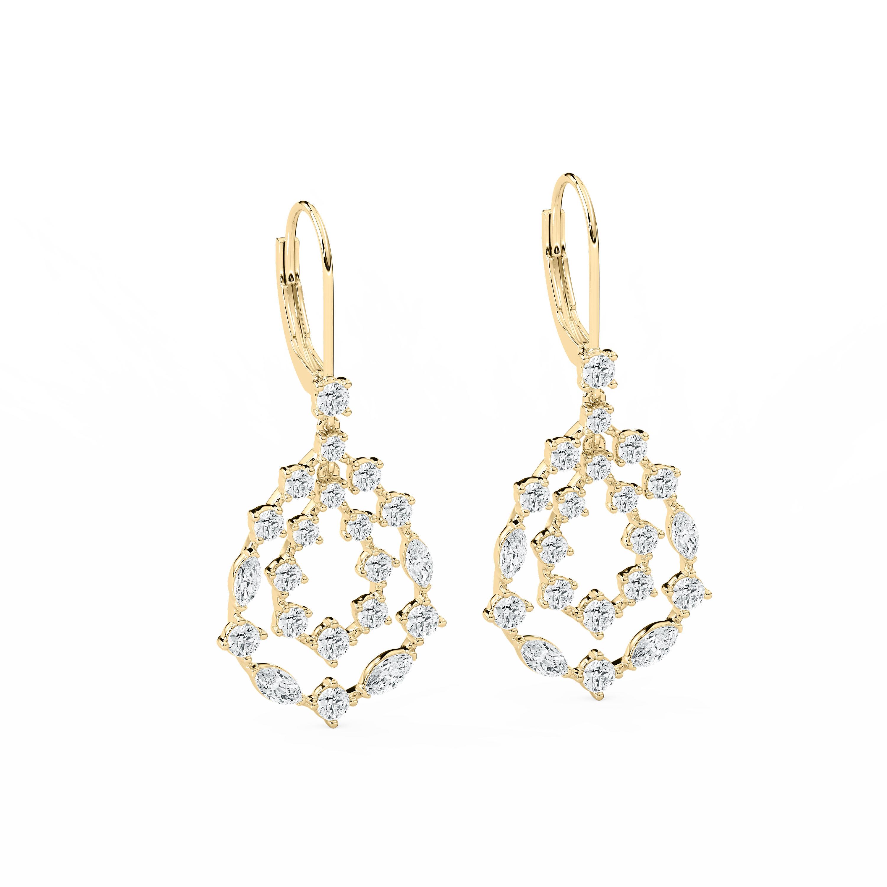 Round And Marquise Diamond Retro Glamour Hoop Earring