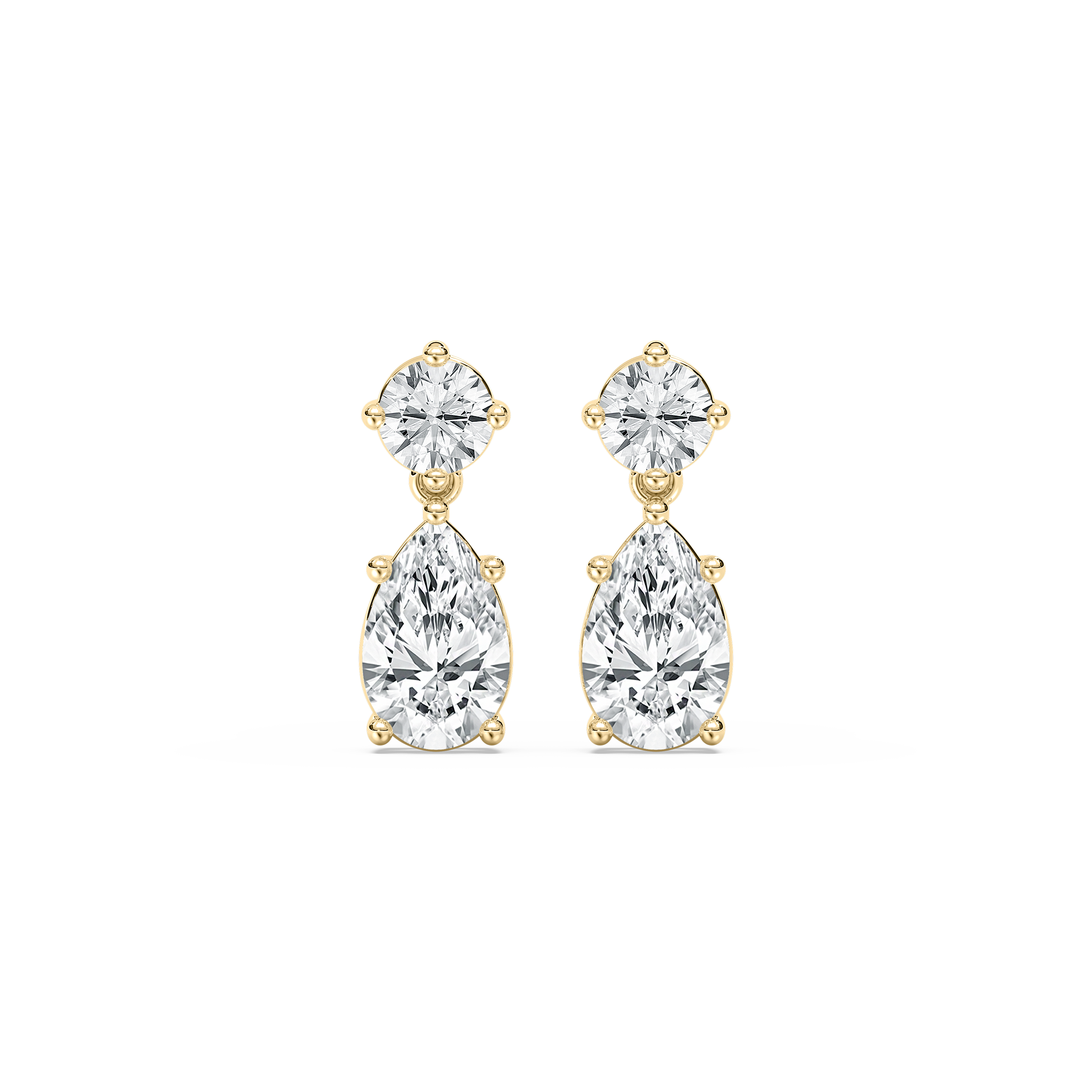 2.50 Carat Round And Pear Diamond  Dangler Earring