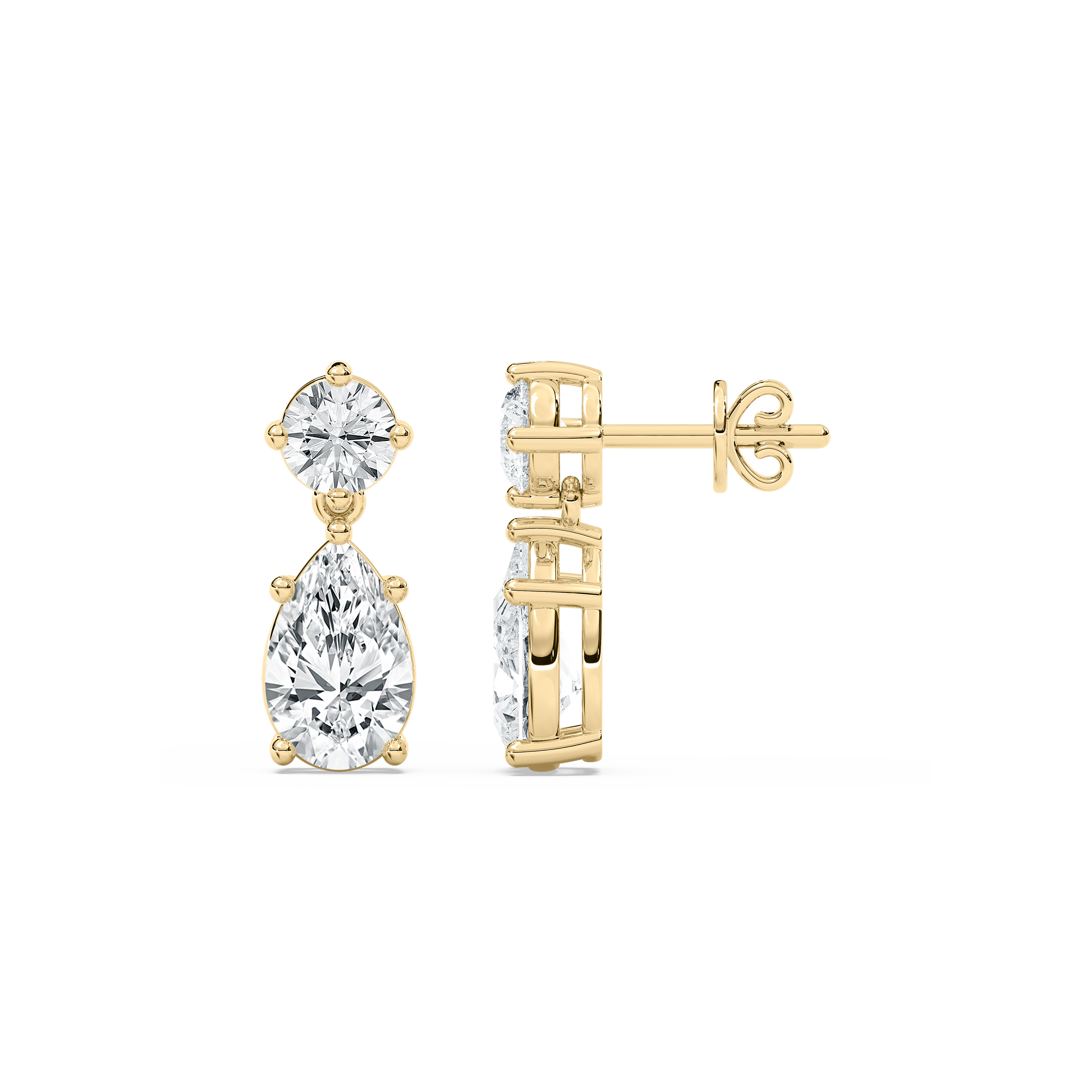 2.50 Carat Round And Pear Diamond  Dangler Earring