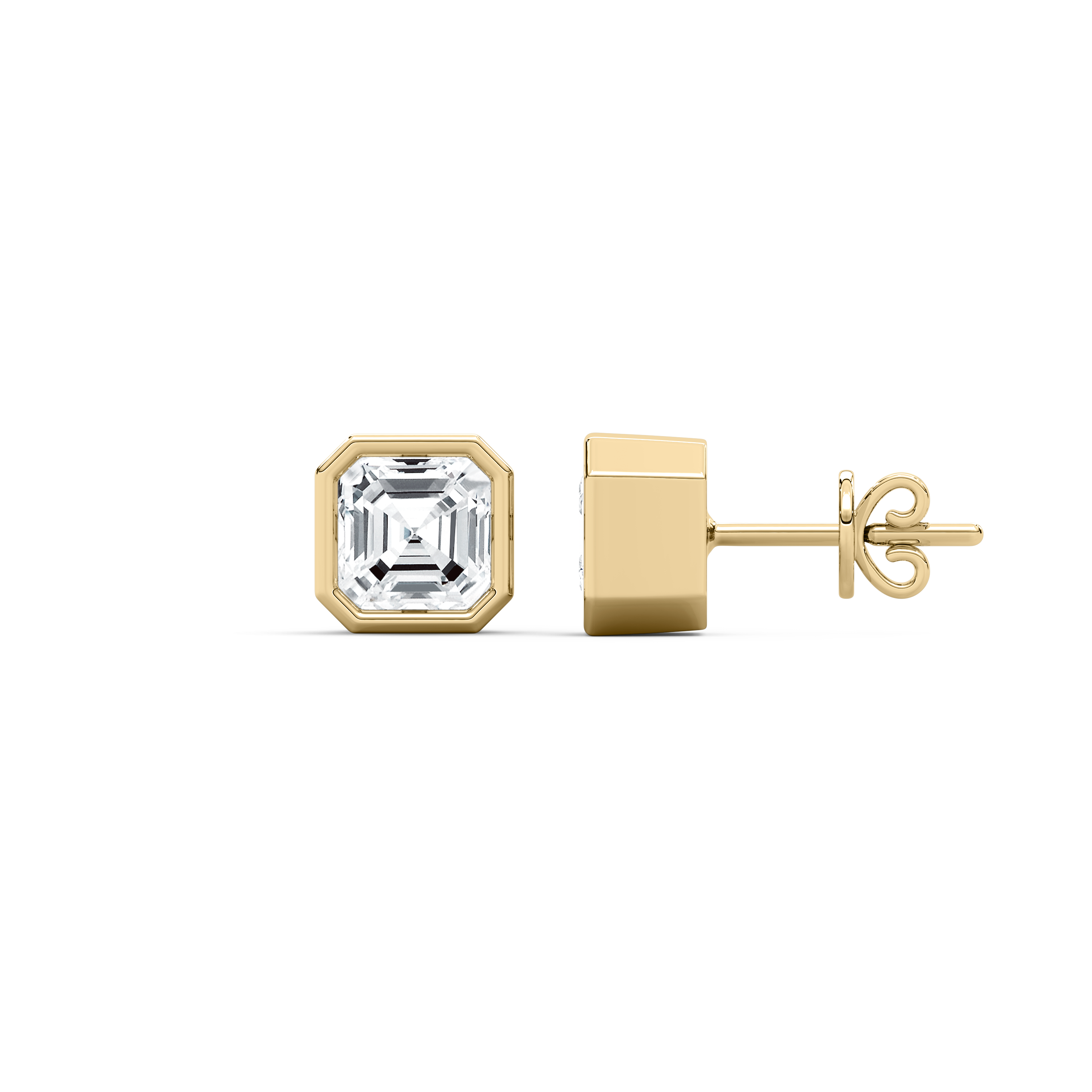 2 Carat Square Emerald Diamond Calete Stud Earring