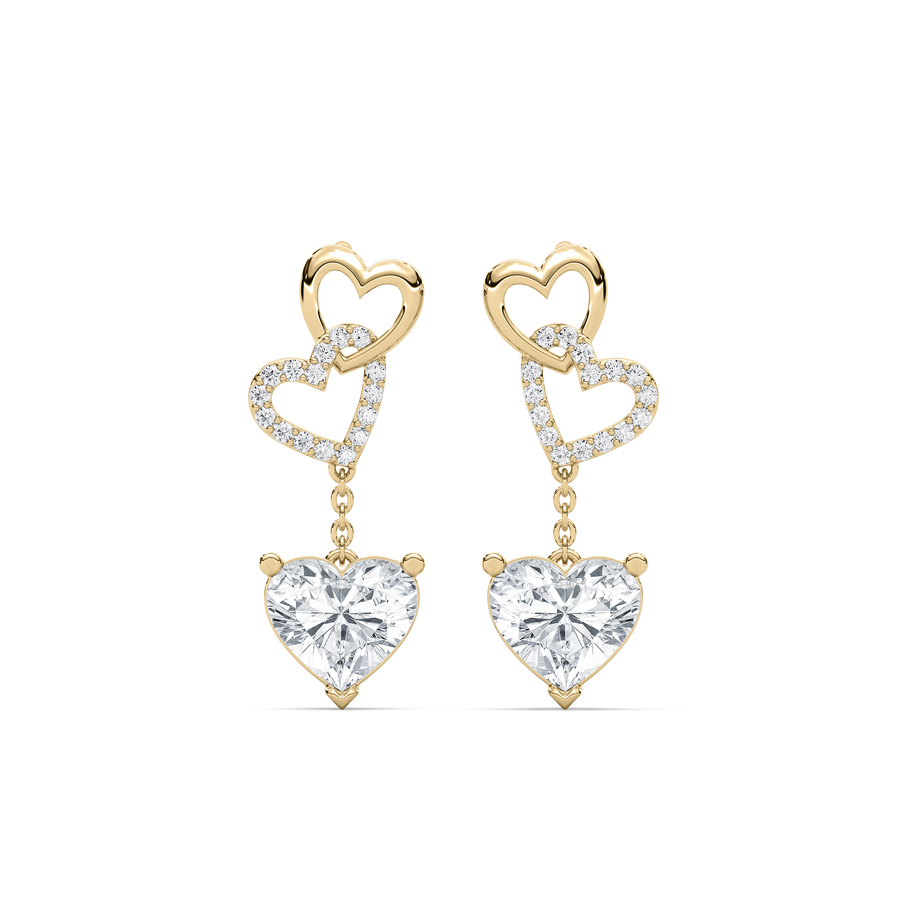 2 Carat Heart And Round Diamond Norabel Hanging Earring
