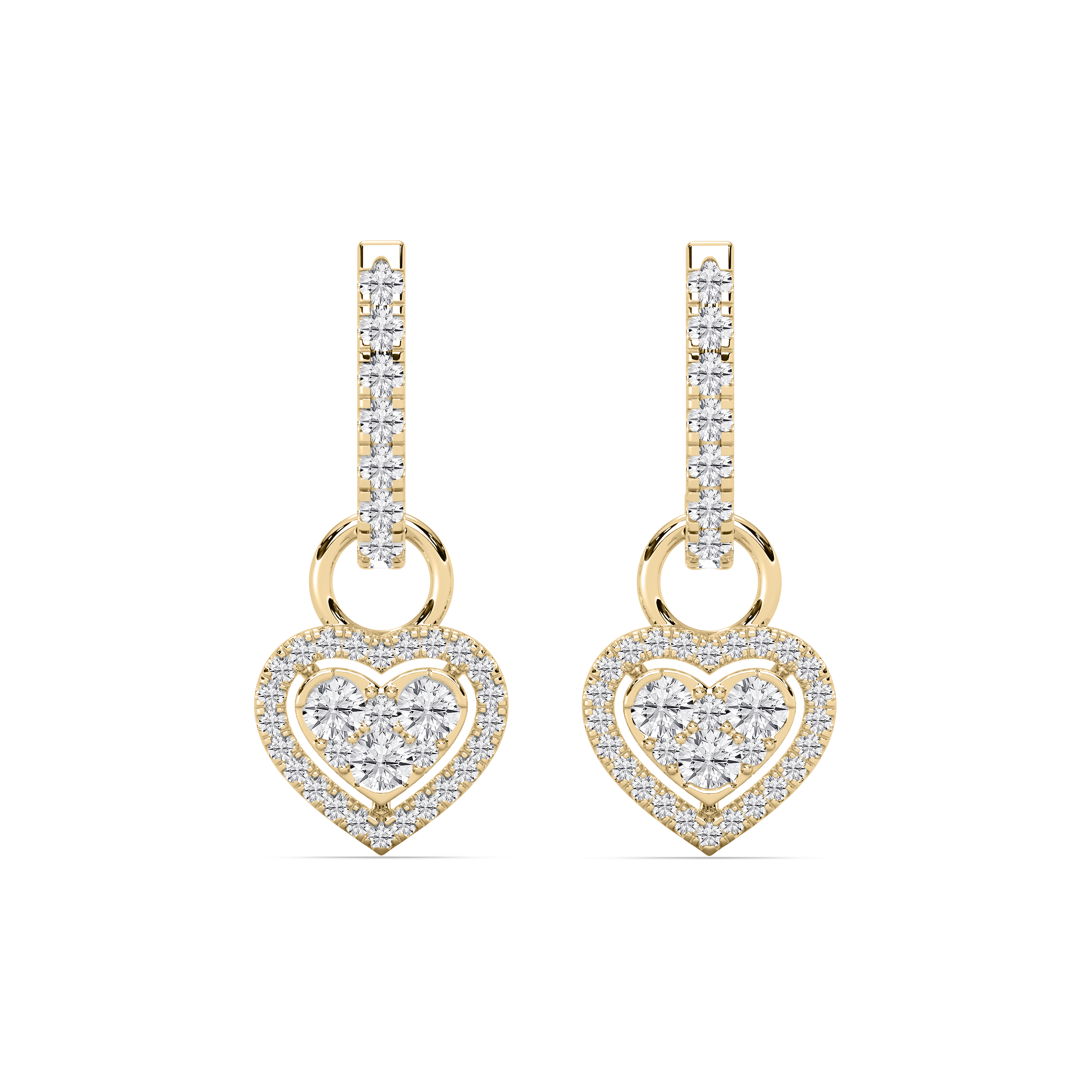 1 Carat Round Diamond Heart Shape Drop Earring