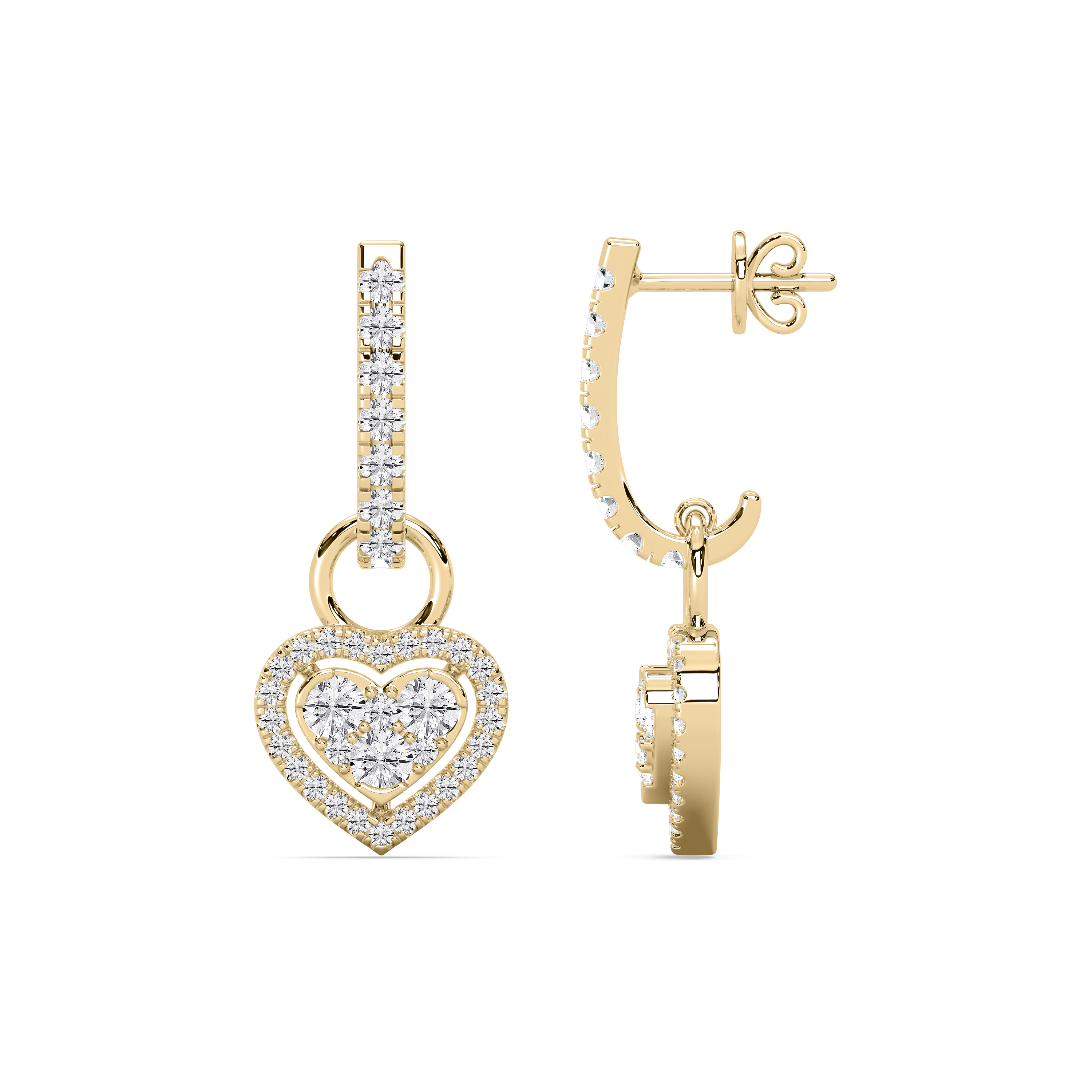 1 Carat Round Diamond Heart Shape Drop Earring