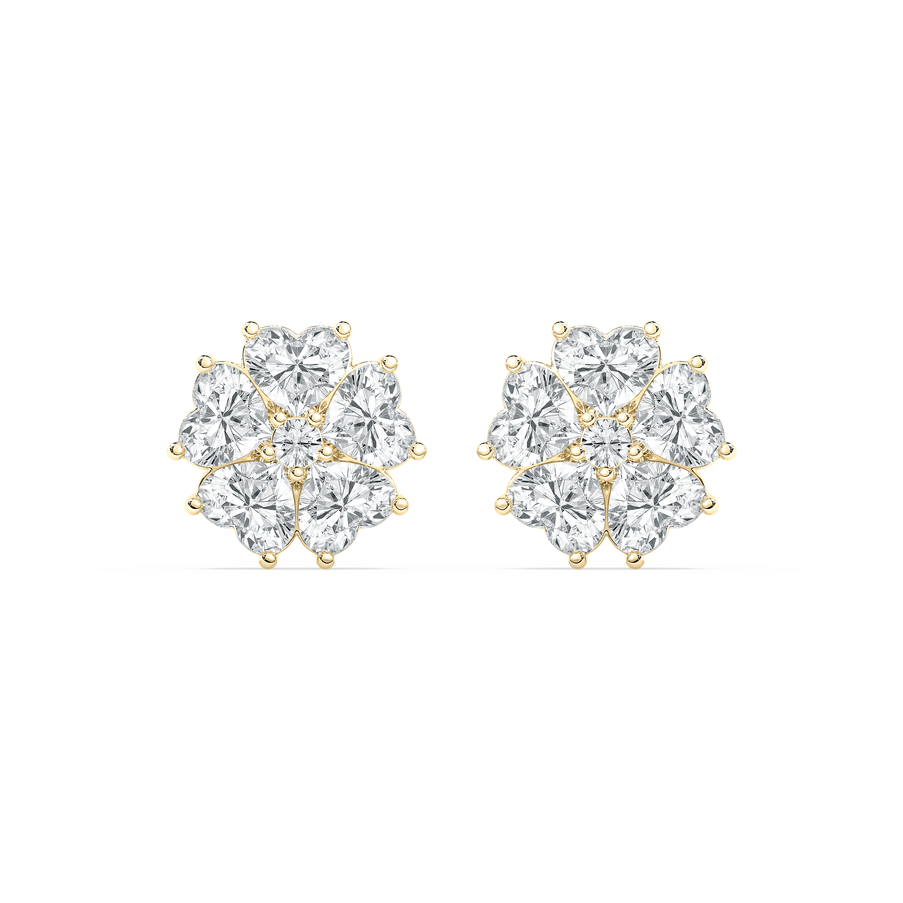 8 Carat Heart And Round Diamond Bitrine Stud Earring