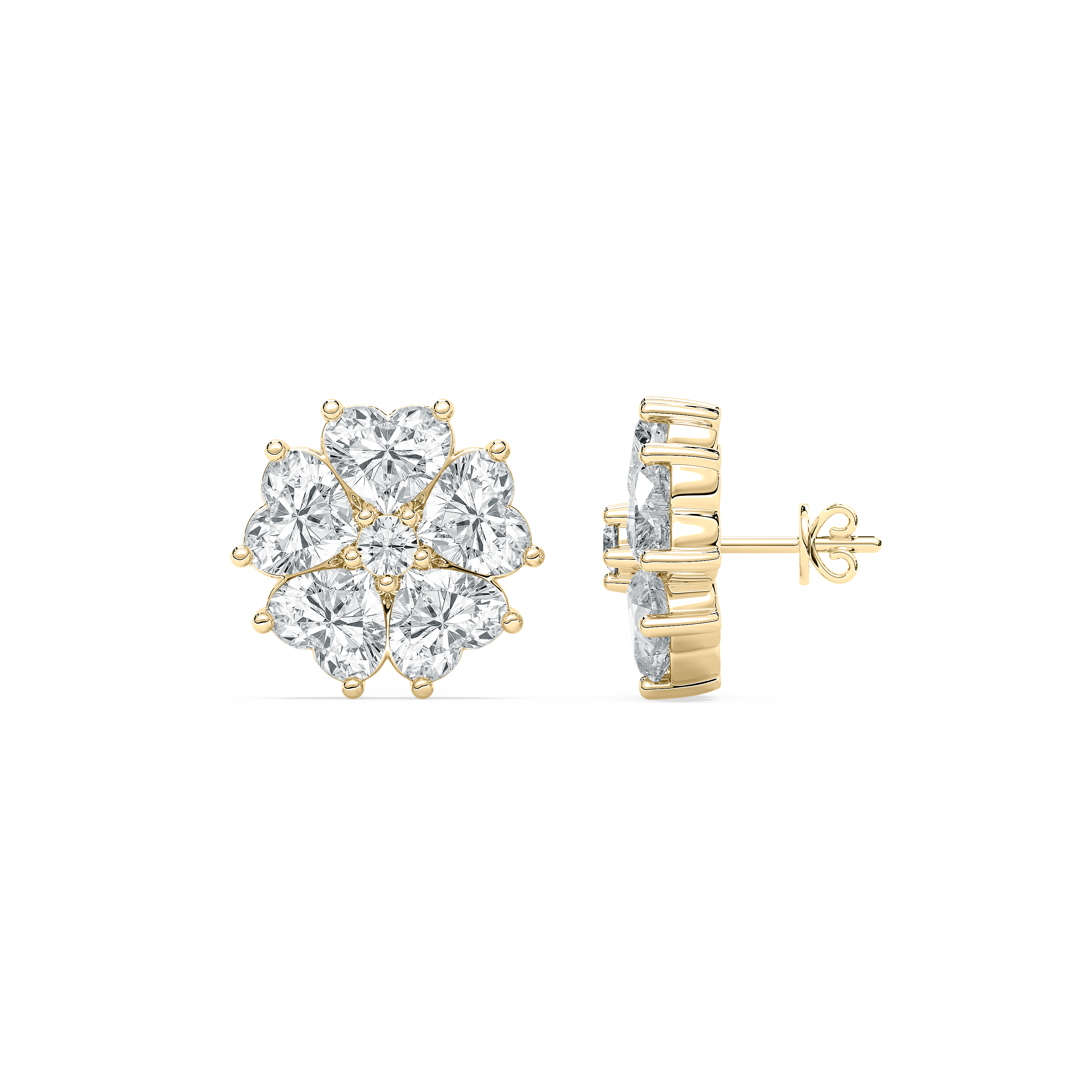 8 Carat Heart And Round Diamond Bitrine Stud Earring