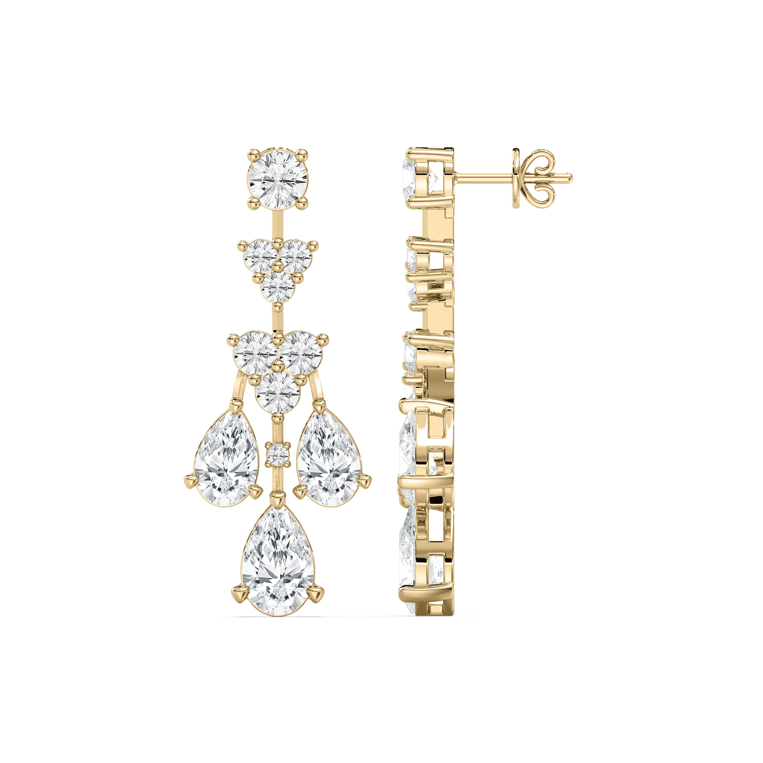 6 Carat Round And Pear Diamonds Peirs Fashion Earring