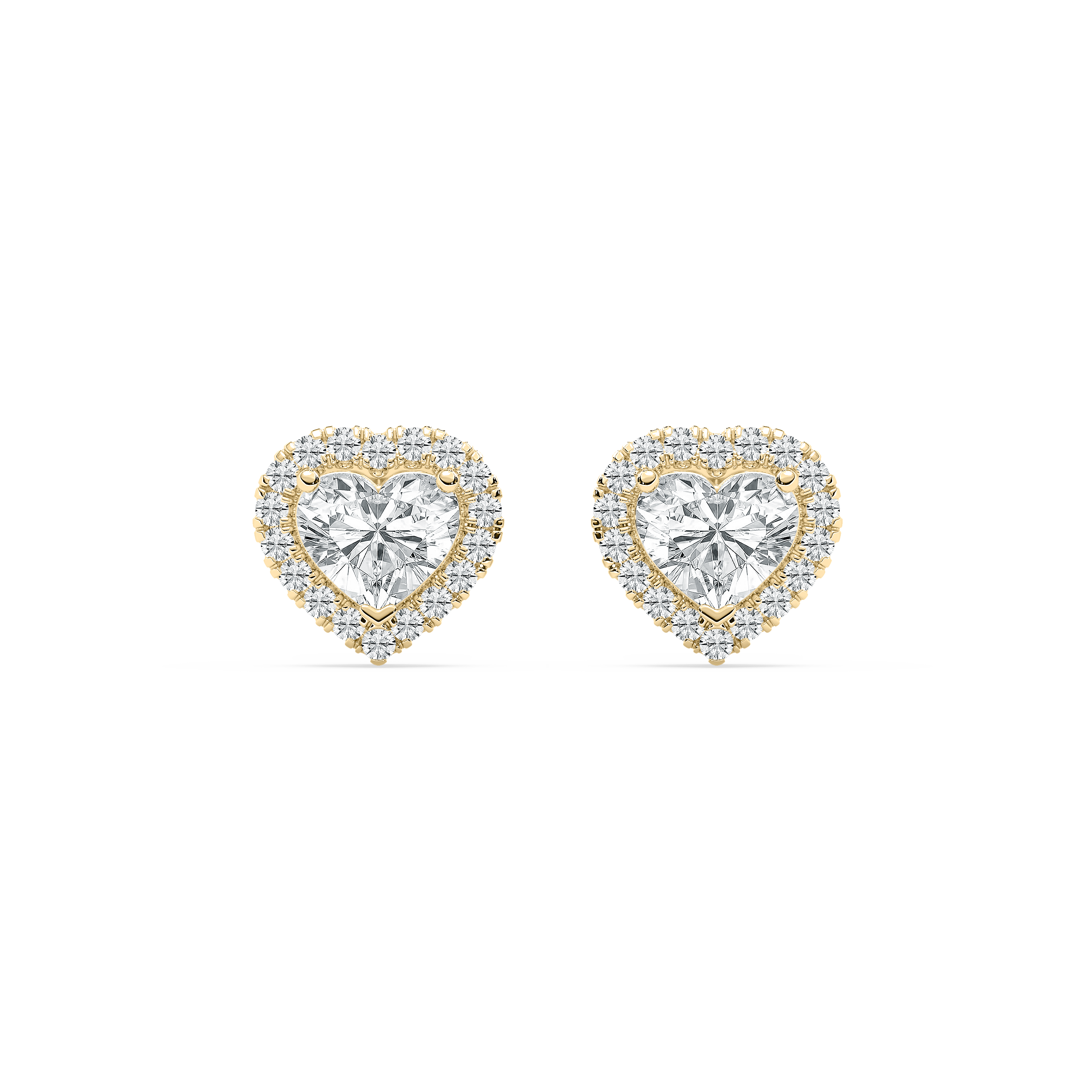 1 Carat Heart Diamond fasiya Hallo Stud Earring