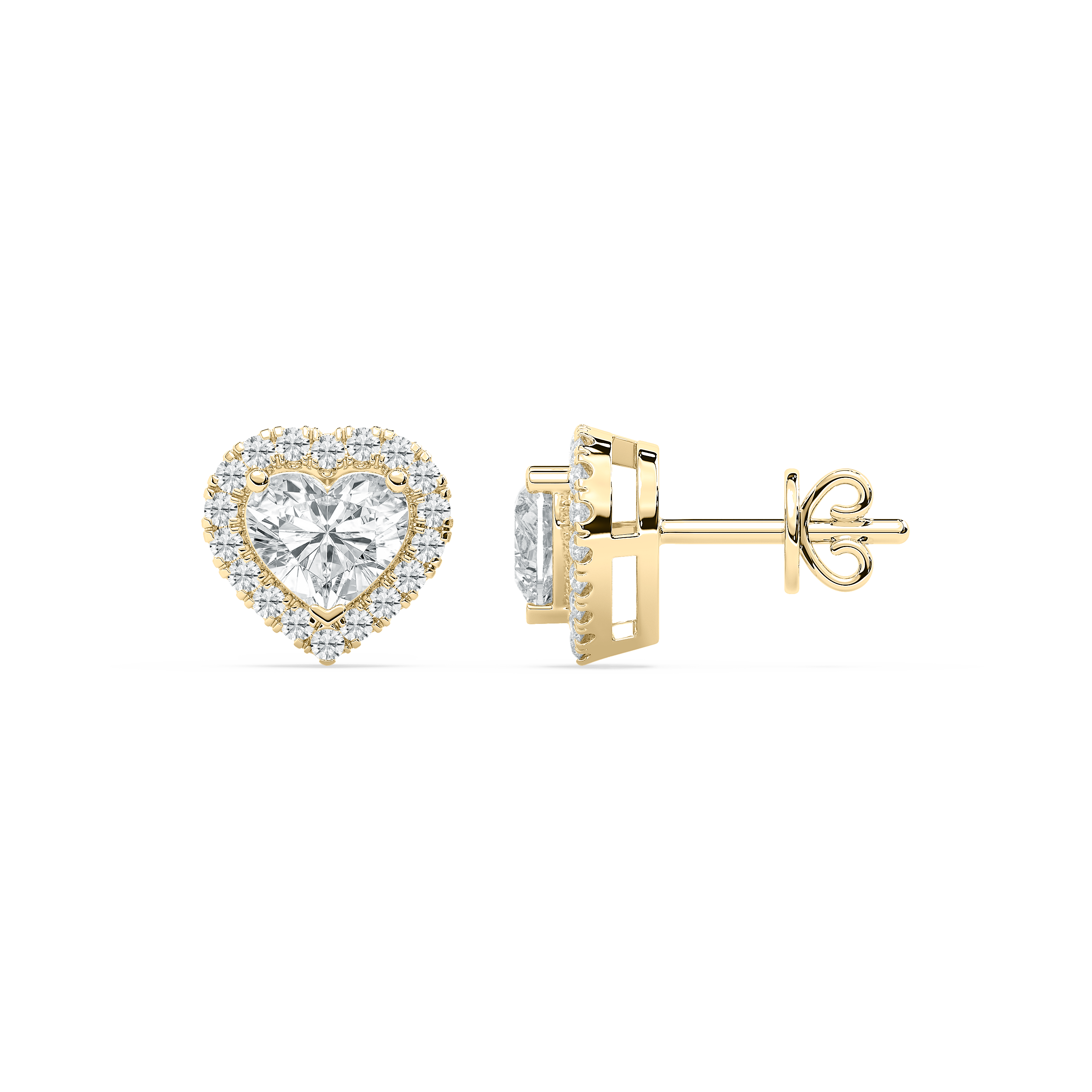 1 Carat Heart Diamond fasiya Hallo Stud Earring