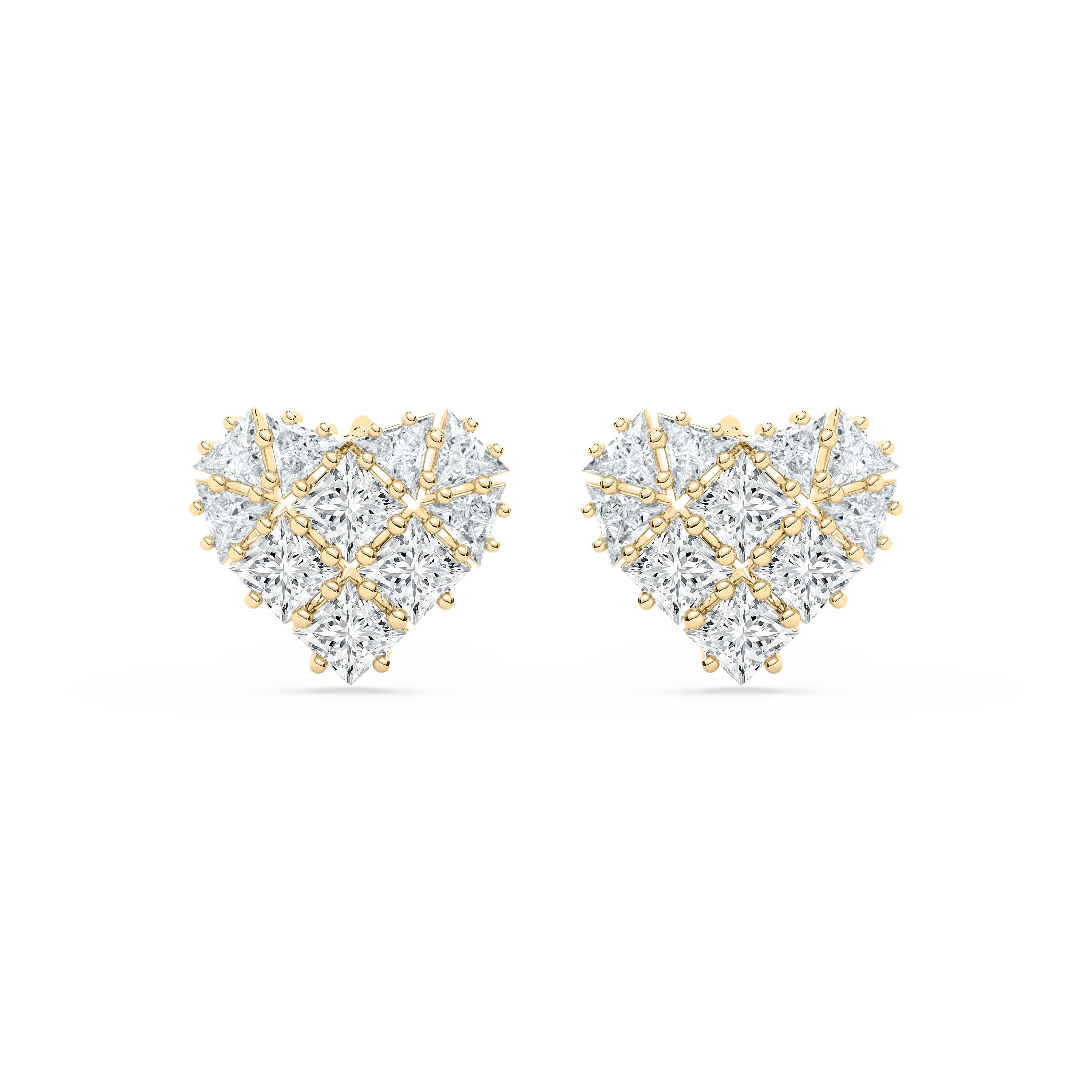 Princess And Trillion Diamond Heart Shape Stud earring