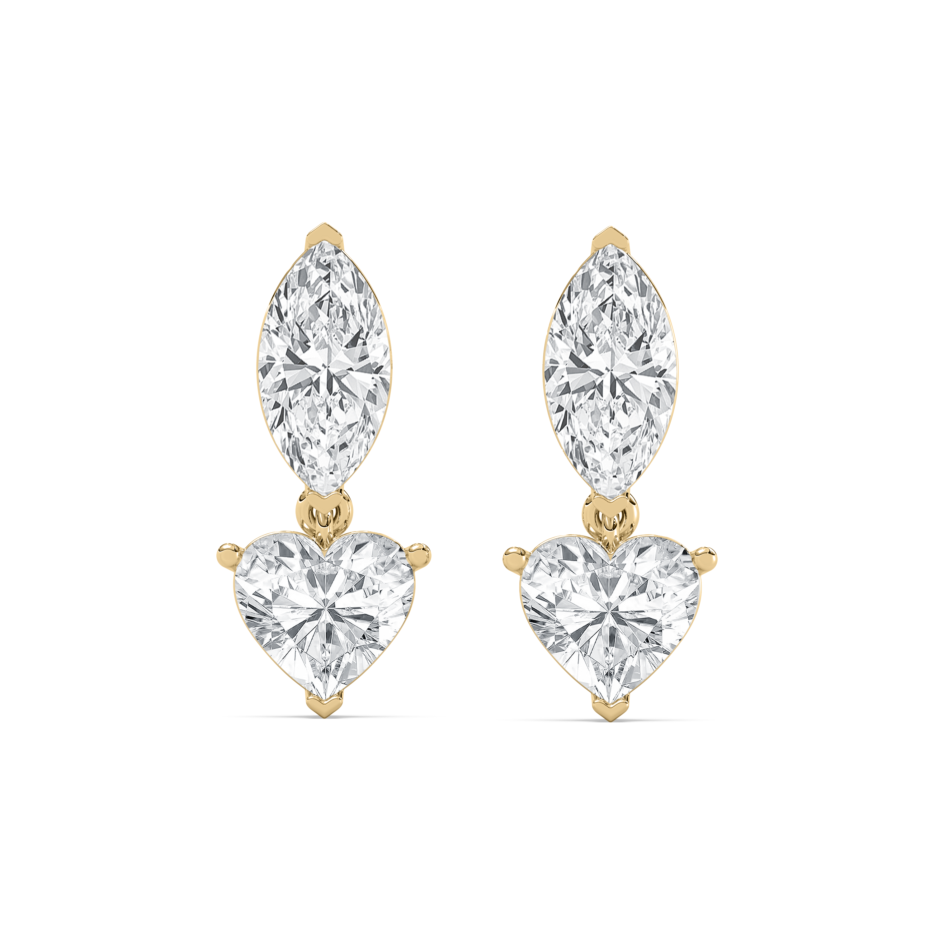 4 Carat Heart And Marquise Diamond Erendira Drop Earring