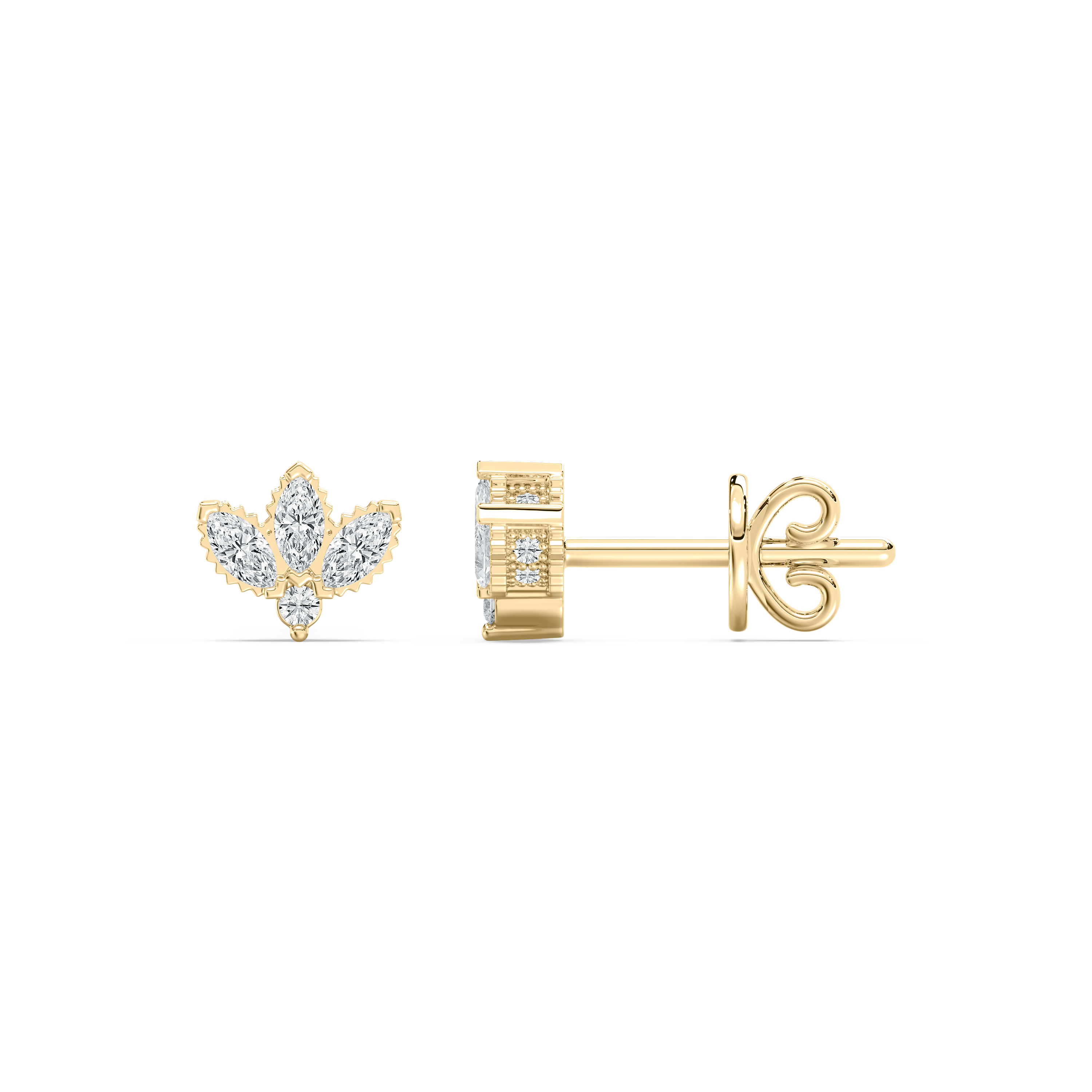 Marquise Diamond Oxalis Stud Earring