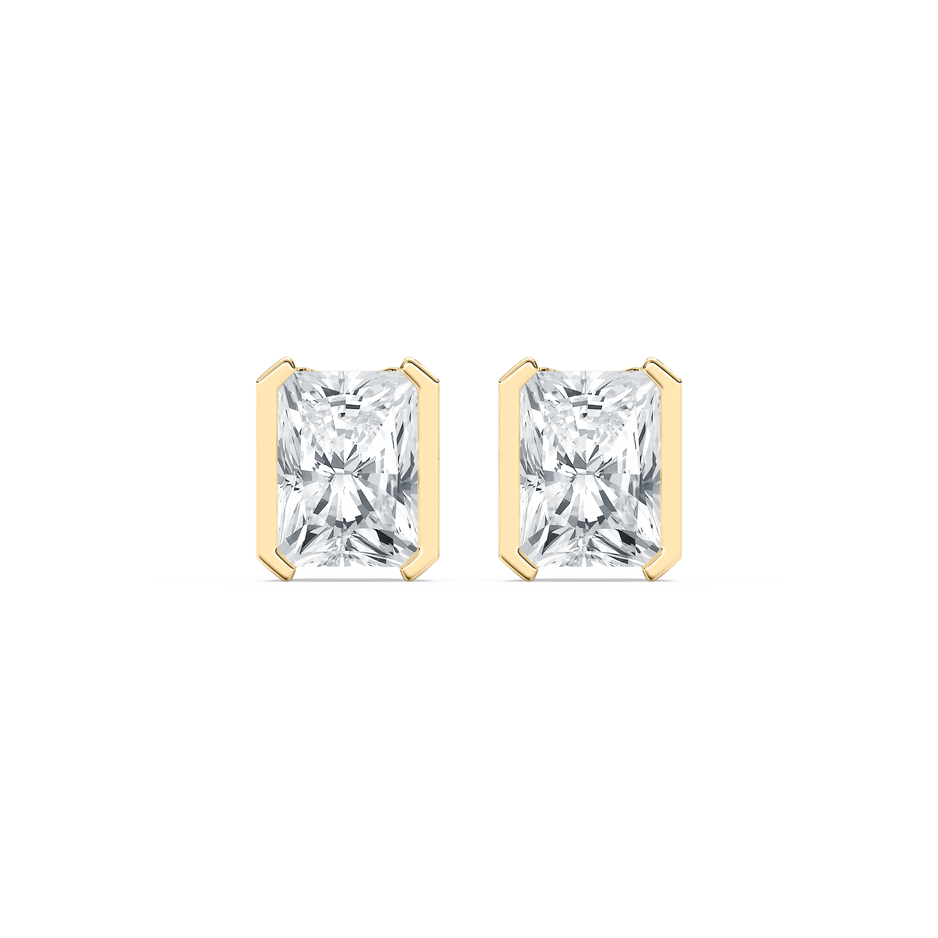 2 Carat Radiant Diamond Half Bezal Stud Earring