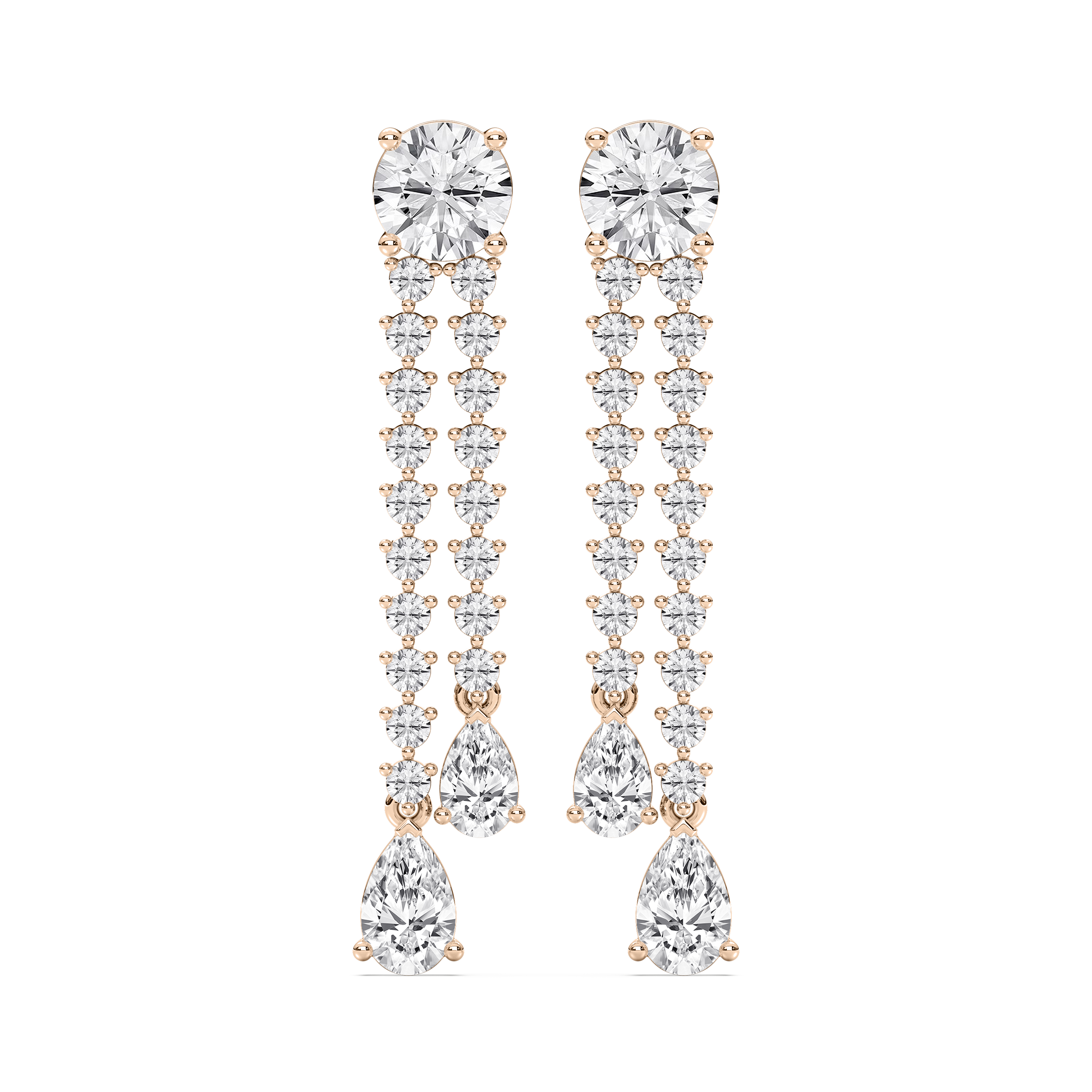 7.50 Carat Round And Pear Diamond Graceful Raindrop Dangler 