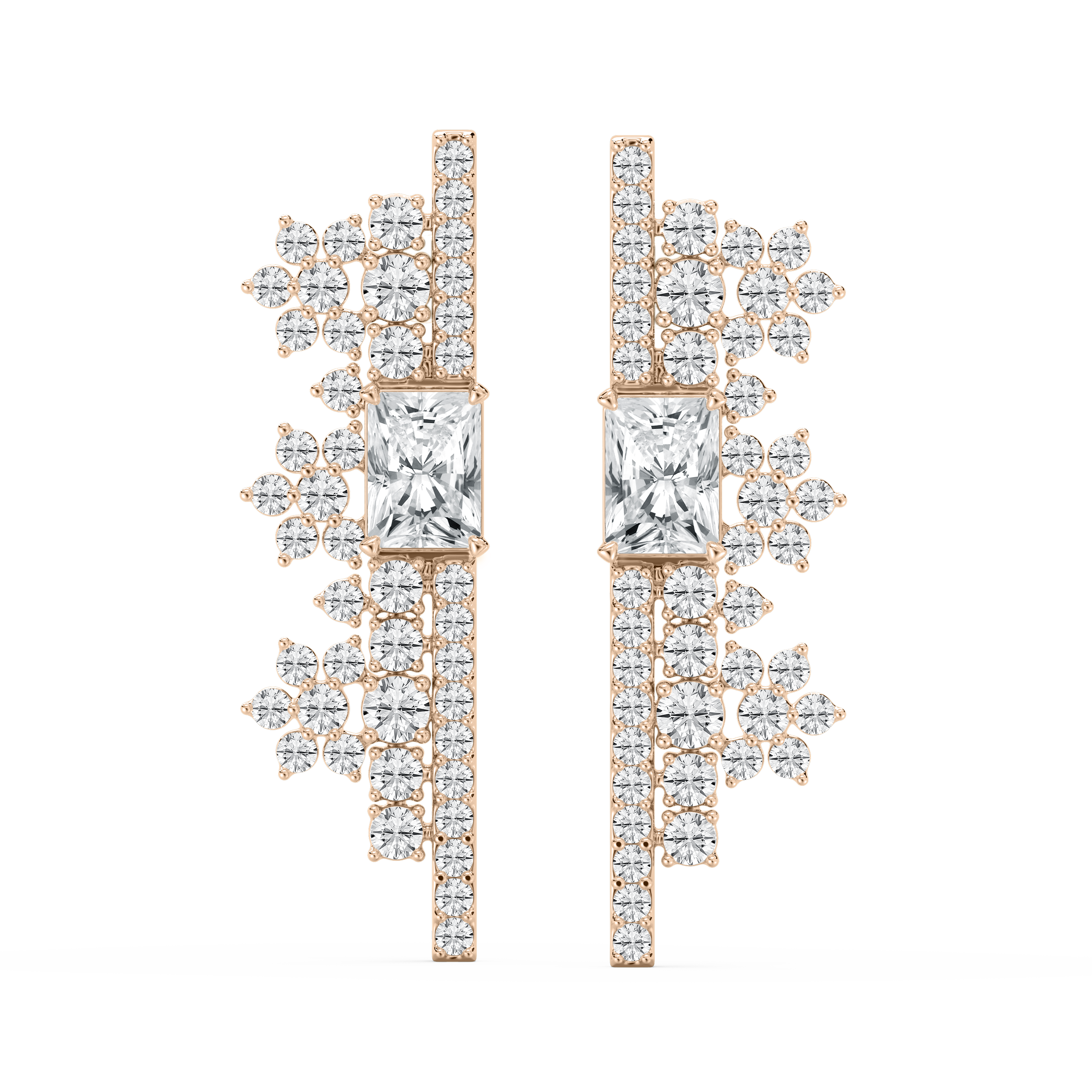 6.50 Carat Round And Radiant Diamond Abstract Allure Fashion Earring