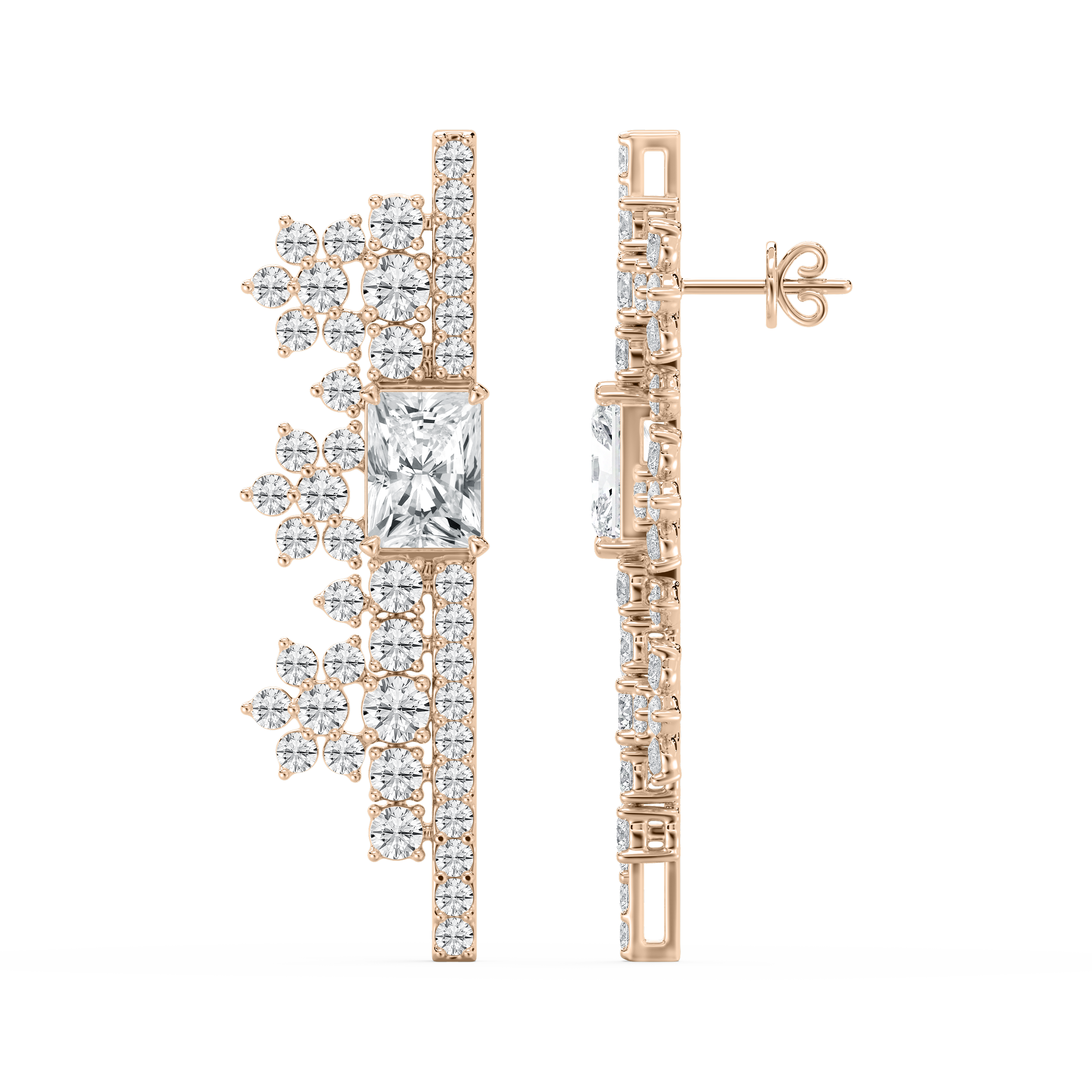 6.50 Carat Round And Radiant Diamond Abstract Allure Fashion Earring