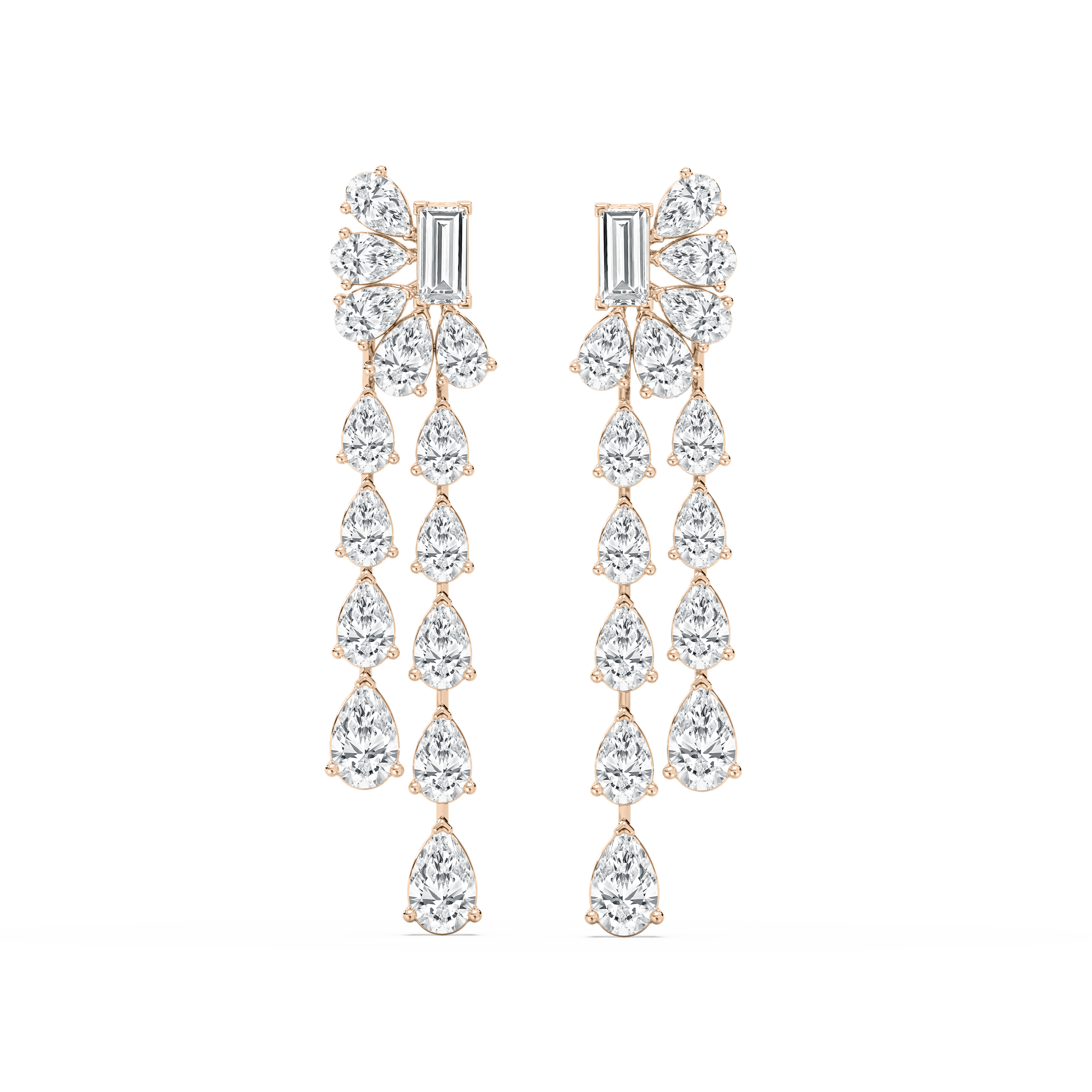 8.50 Carat Pear And Baguette Diamond Classy Charming Drop Fashion Earring