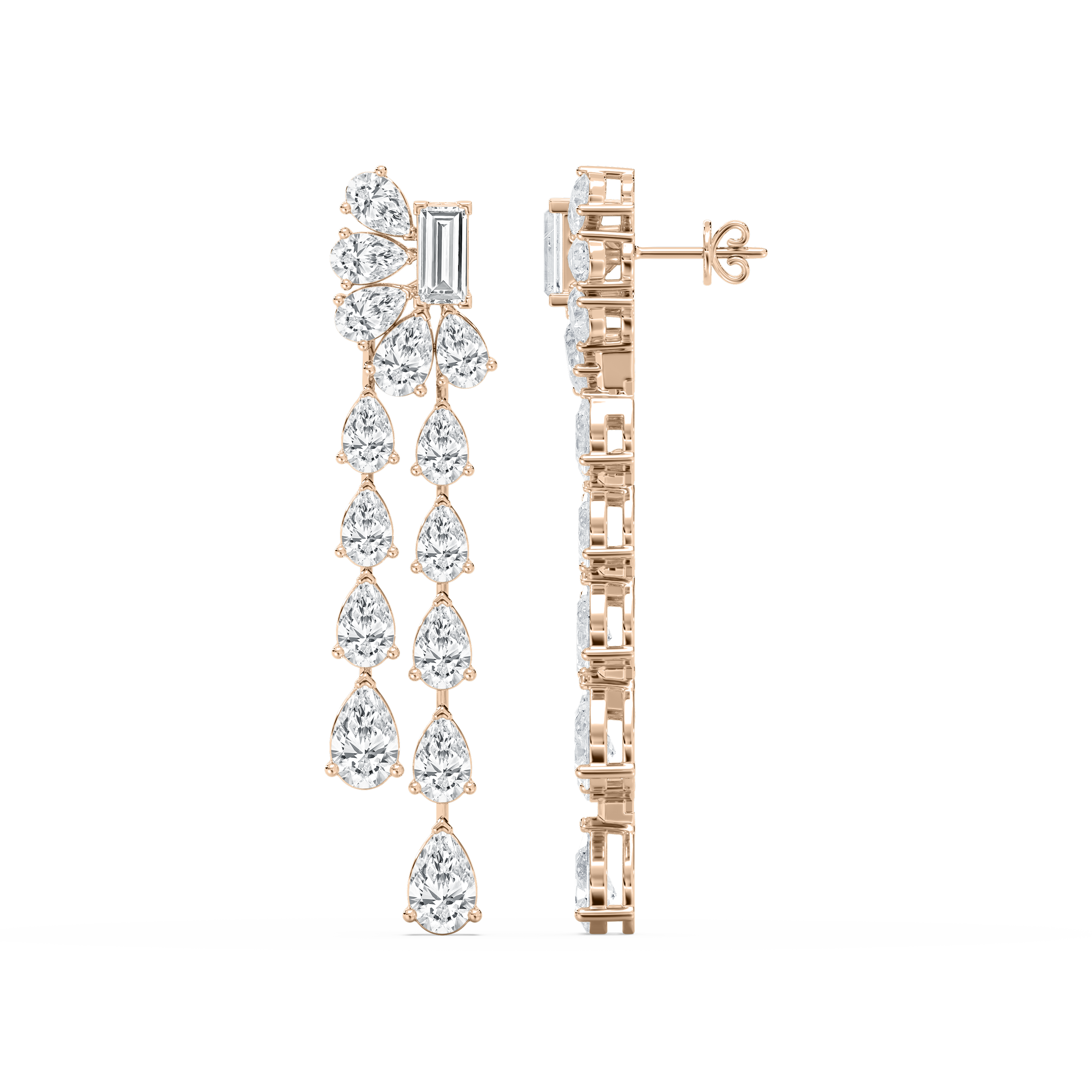 8.50 Carat Pear And Baguette Diamond Classy Charming Drop Fashion Earring