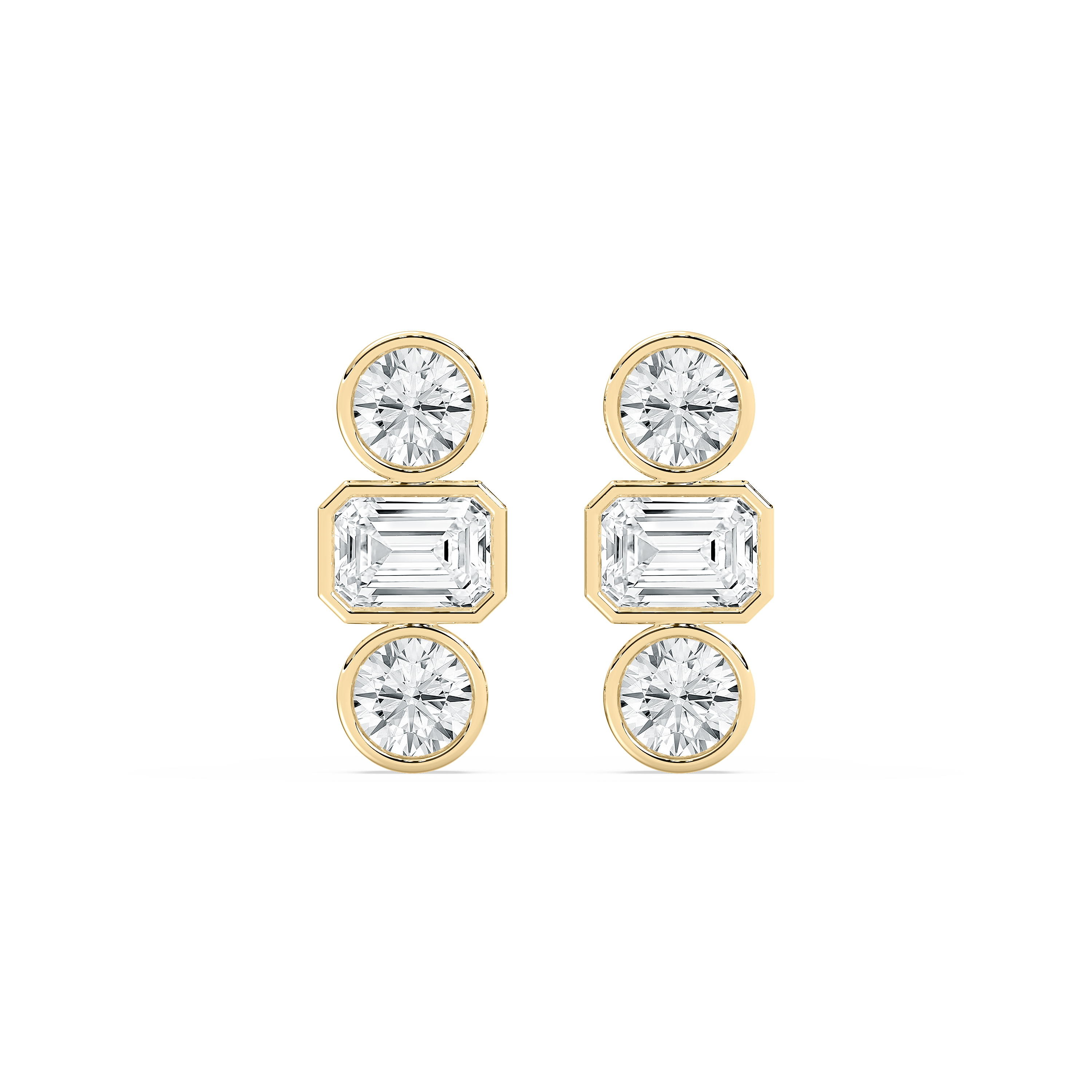 2 Carat Round And Emerald Diamond Glam Harmony Fashion Earring