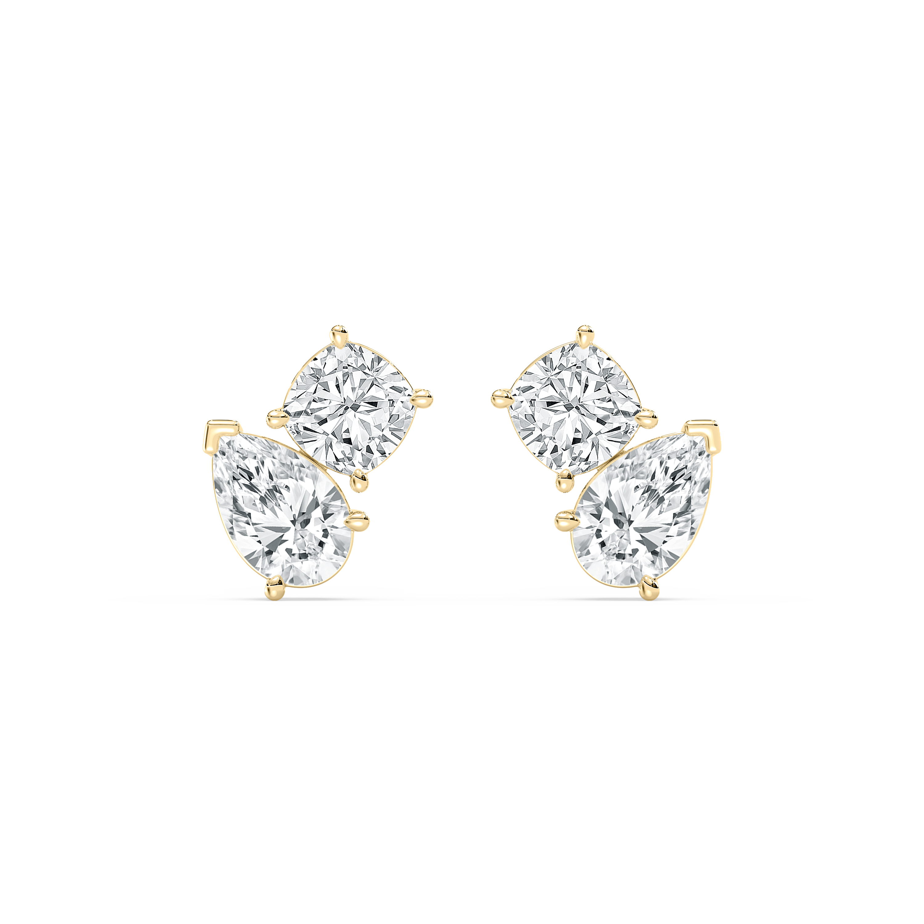 2 Carat Pear And Cushion Diamond Chevron Stud Earring  