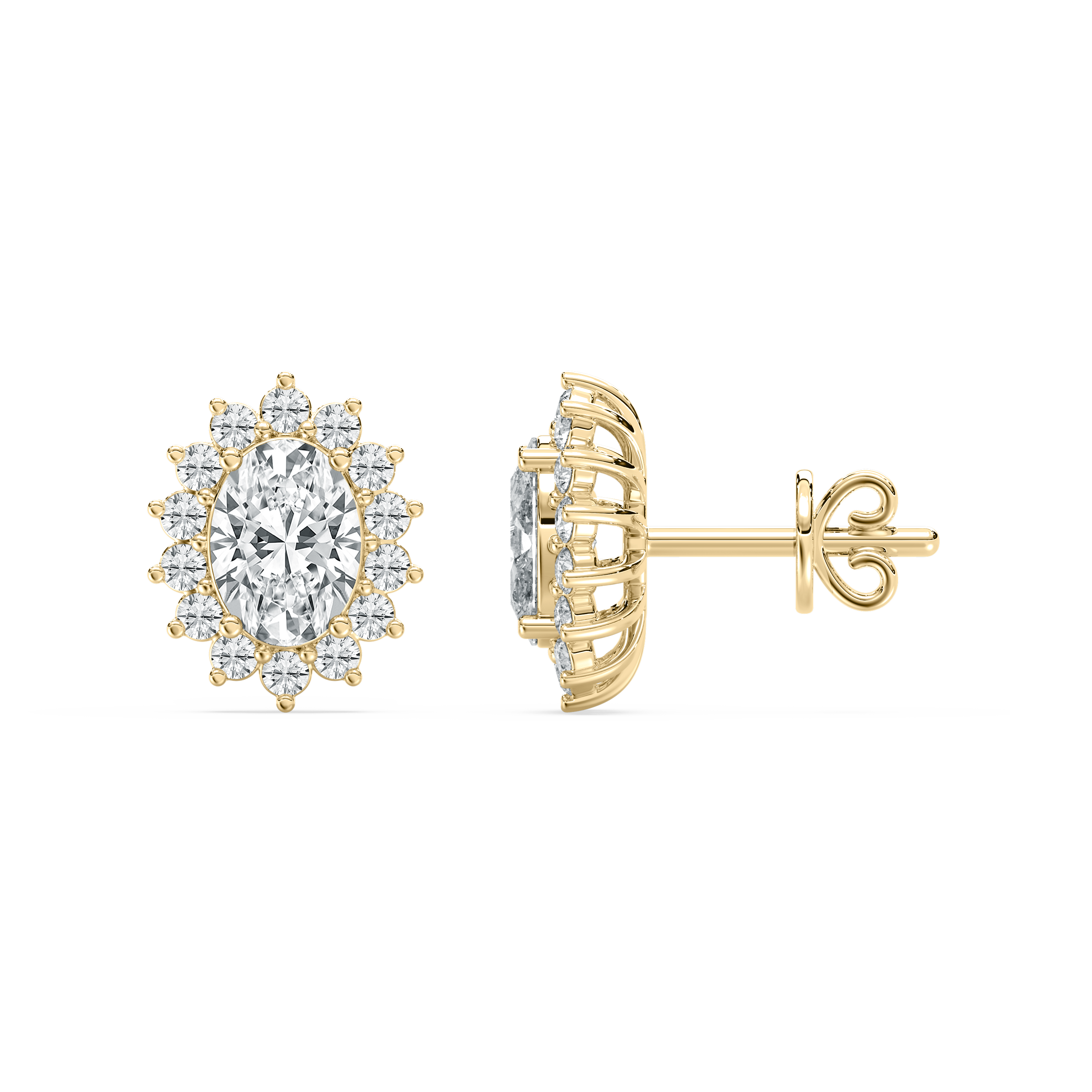 1.30 Carat Round And Oval Diamond camilla Stud Earring
