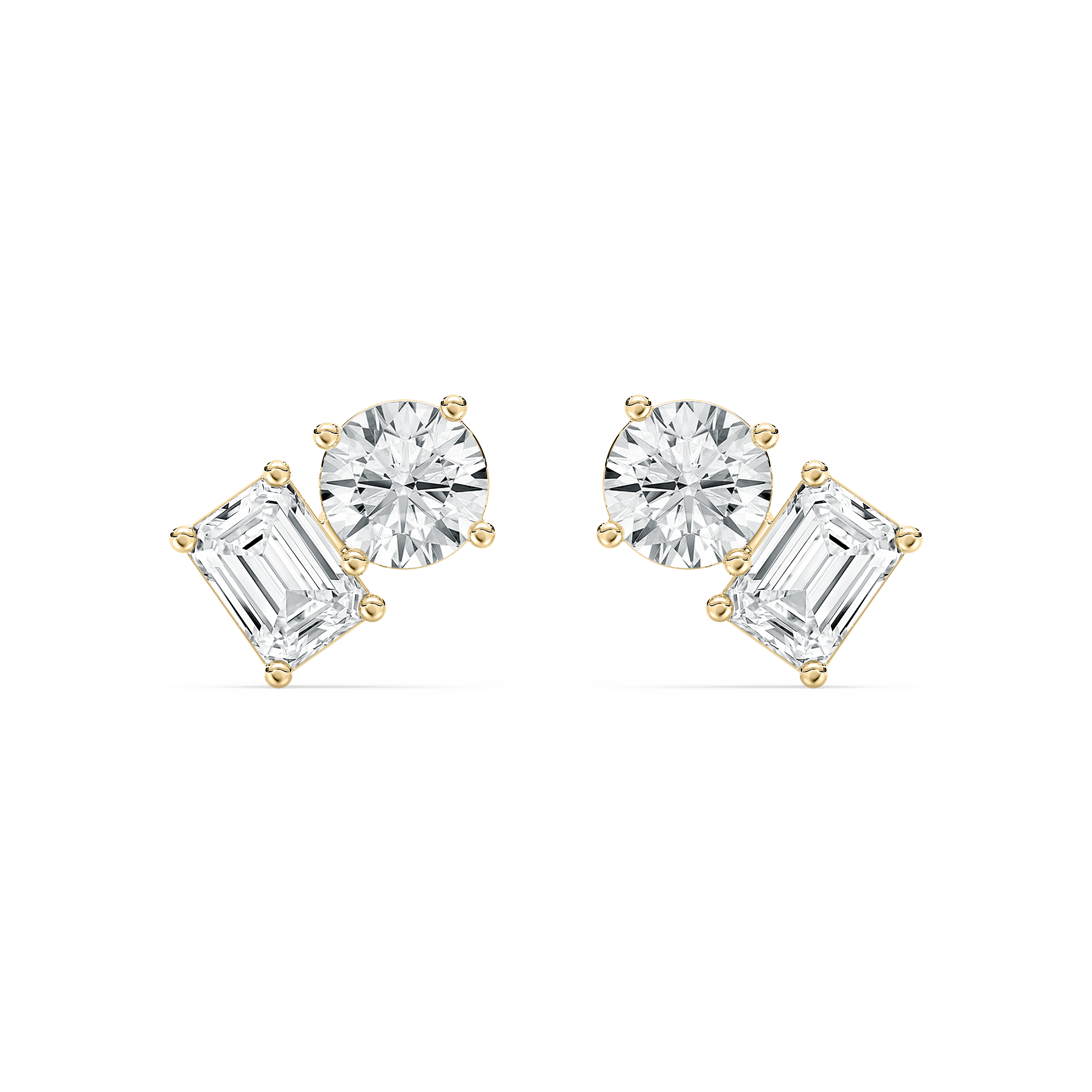 2 Carat Emerald And Round Diamond Hestia Stud Earring