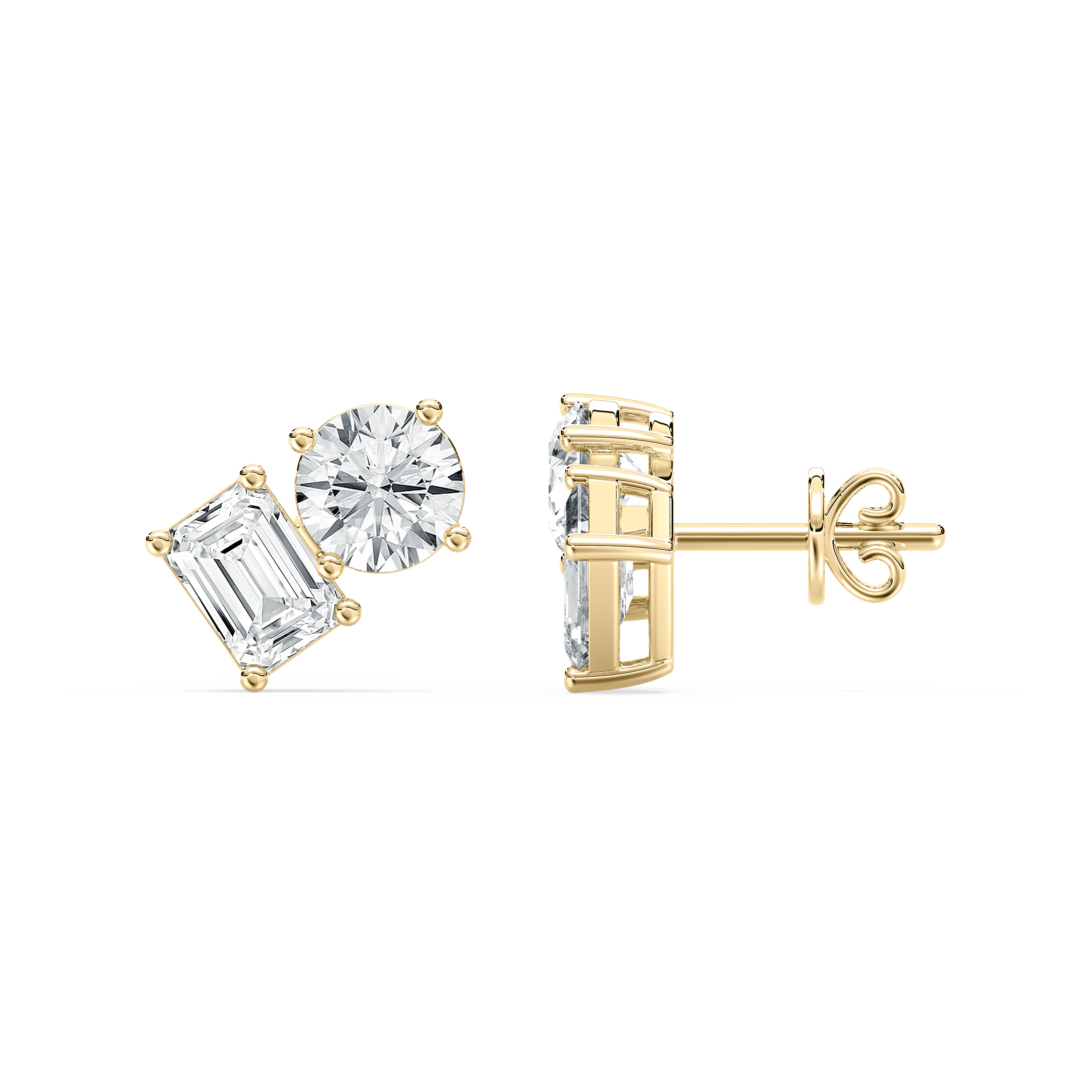 2 Carat Emerald And Round Diamond Hestia Stud Earring